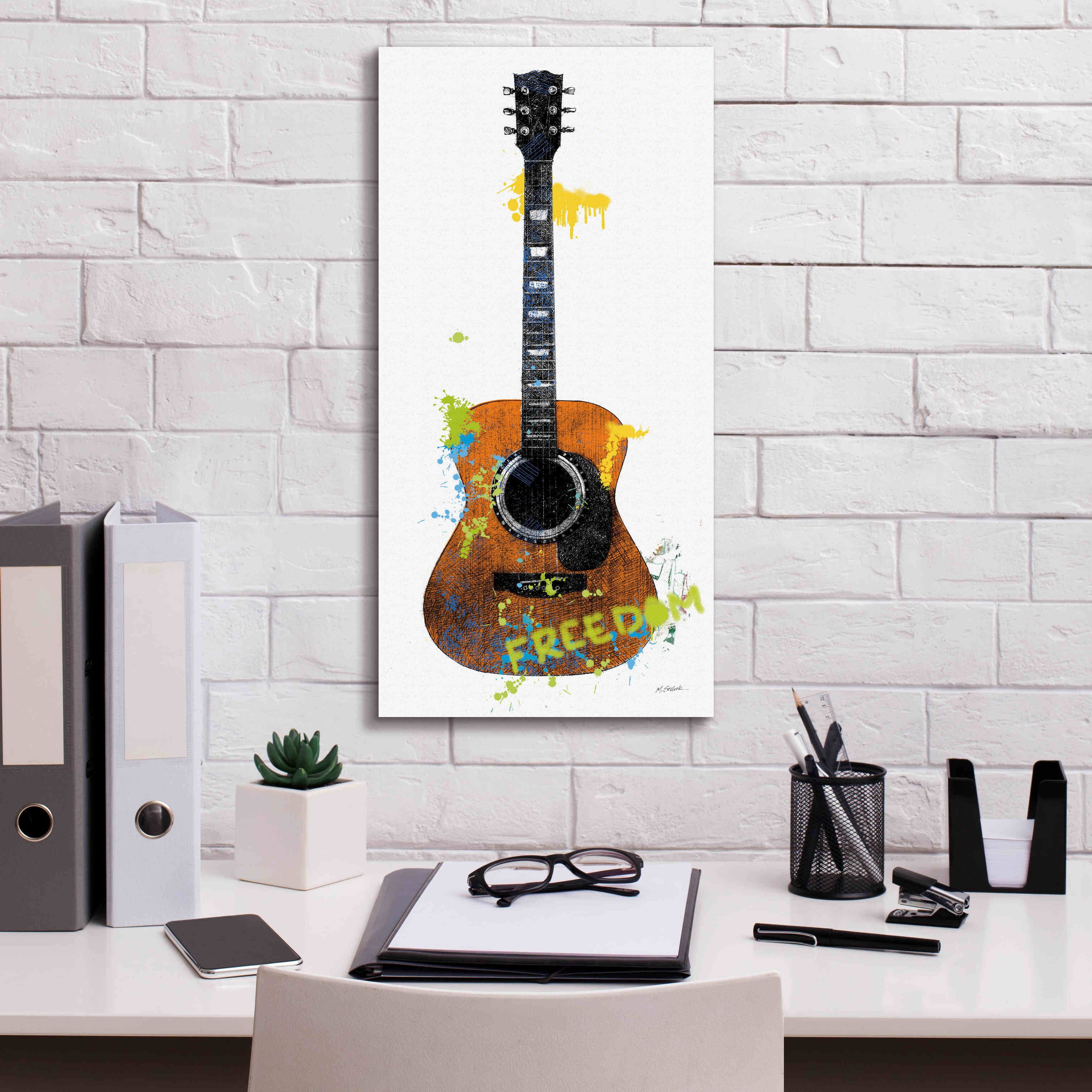 'Garage Band II Graffiti' by Mike Schick, Giclee Canvas Wall Art,12 x 24