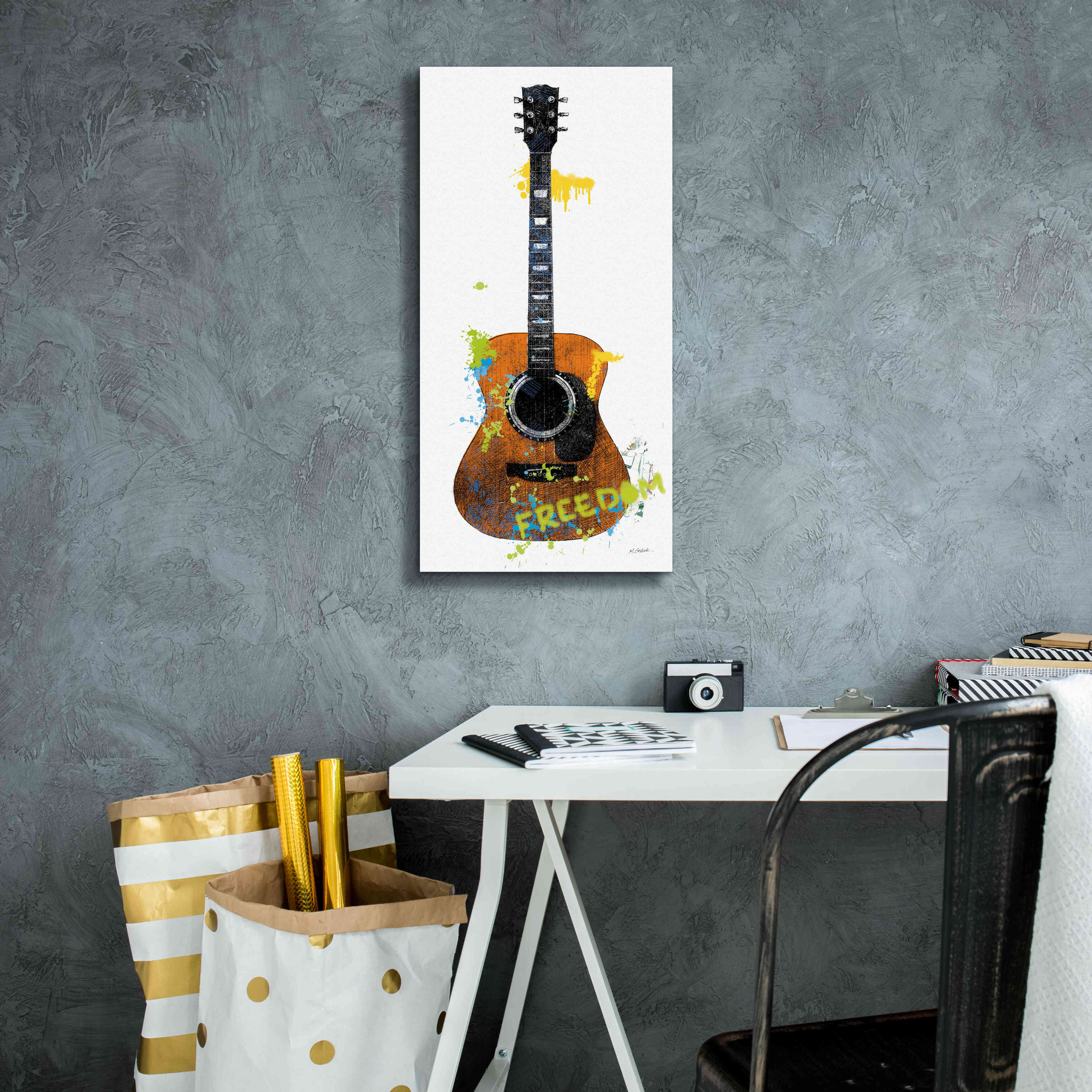 'Garage Band II Graffiti' by Mike Schick, Giclee Canvas Wall Art,12 x 24