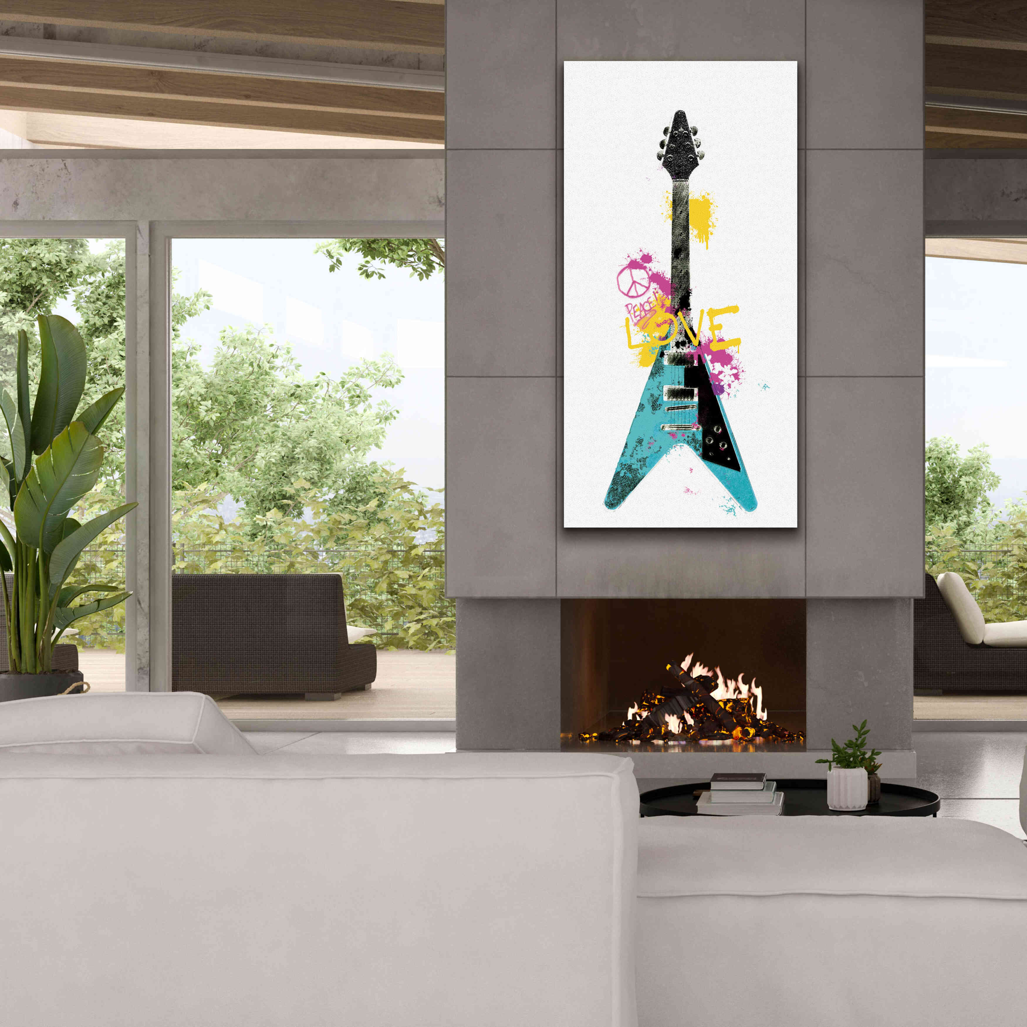 'Garage Band III Graffiti' by Mike Schick, Giclee Canvas Wall Art,30 x 60