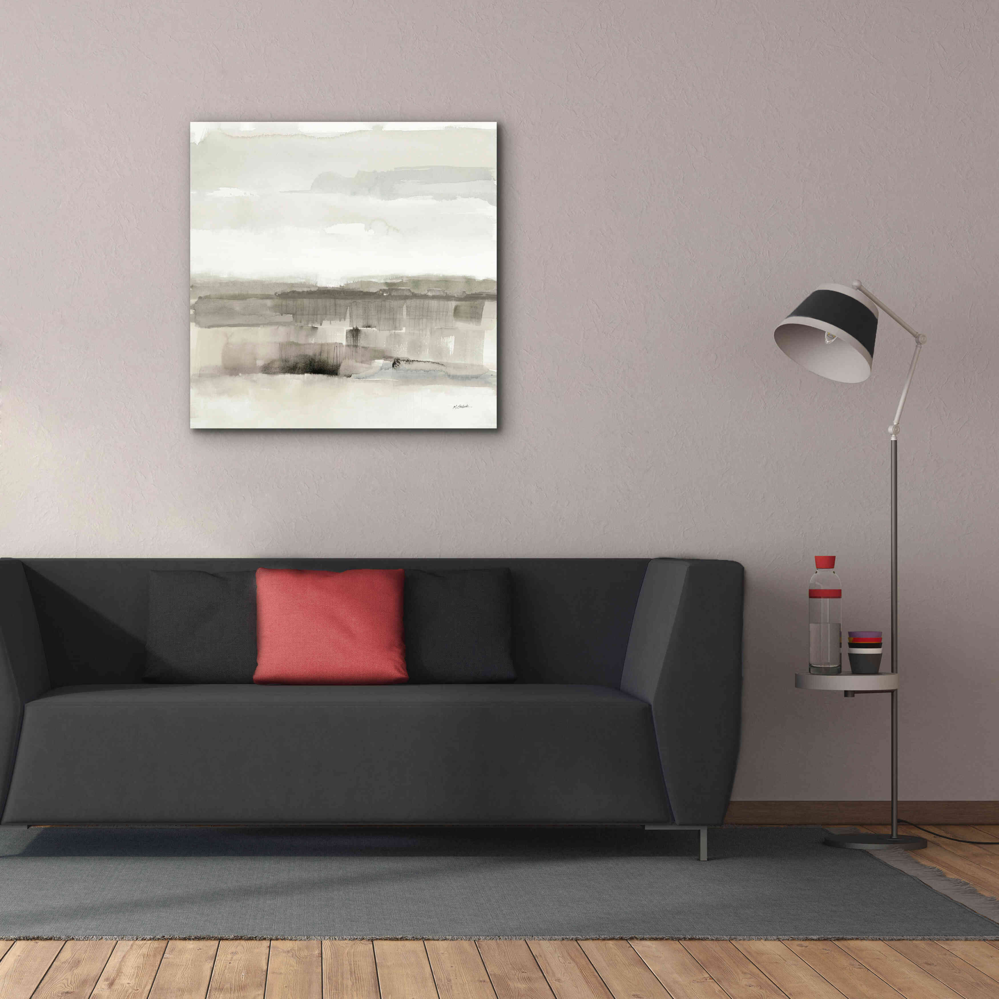 'Influence Of Line And Color Neutral' by Mike Schick, Giclee Canvas Wall Art,37x37