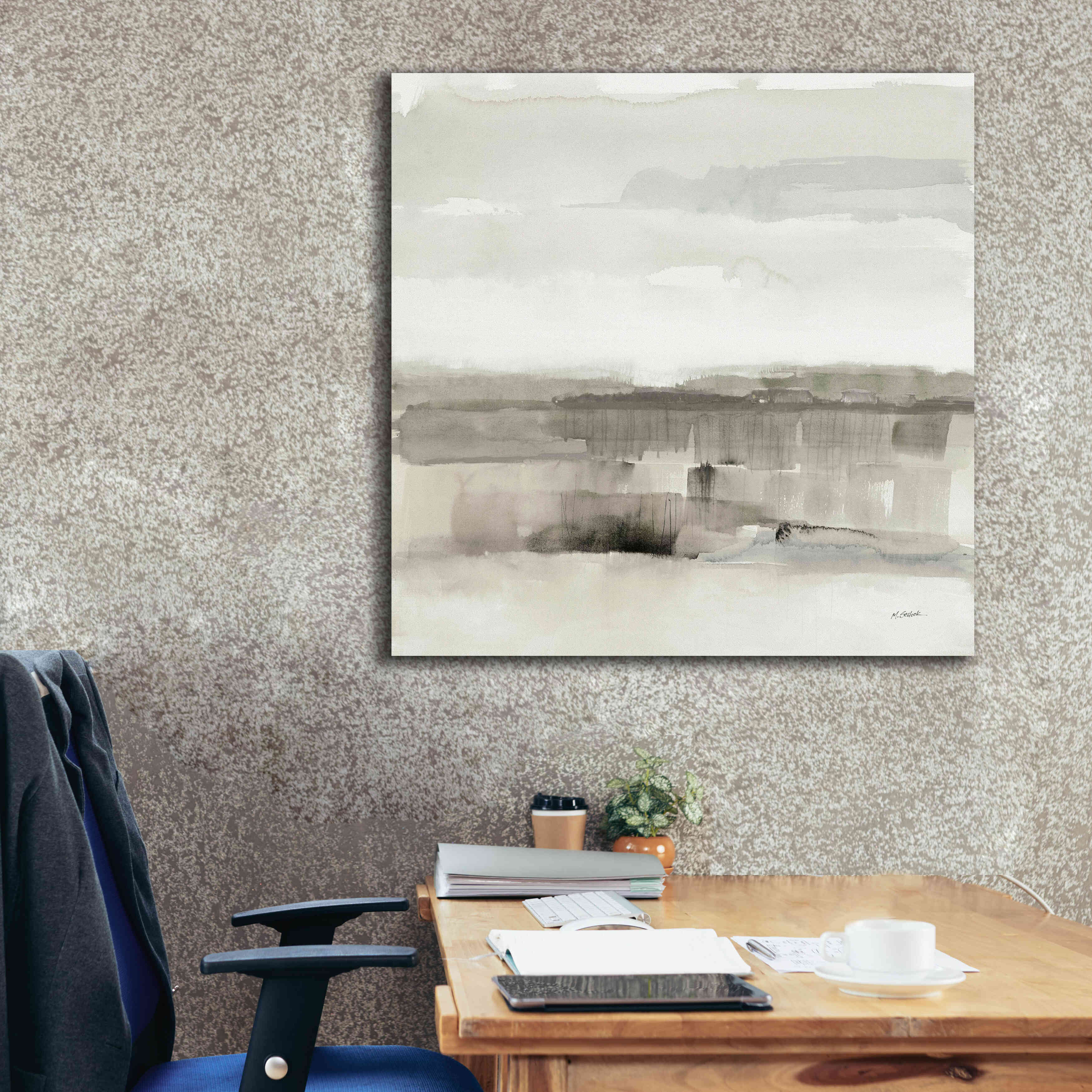 'Influence Of Line And Color Neutral' by Mike Schick, Giclee Canvas Wall Art,37x37