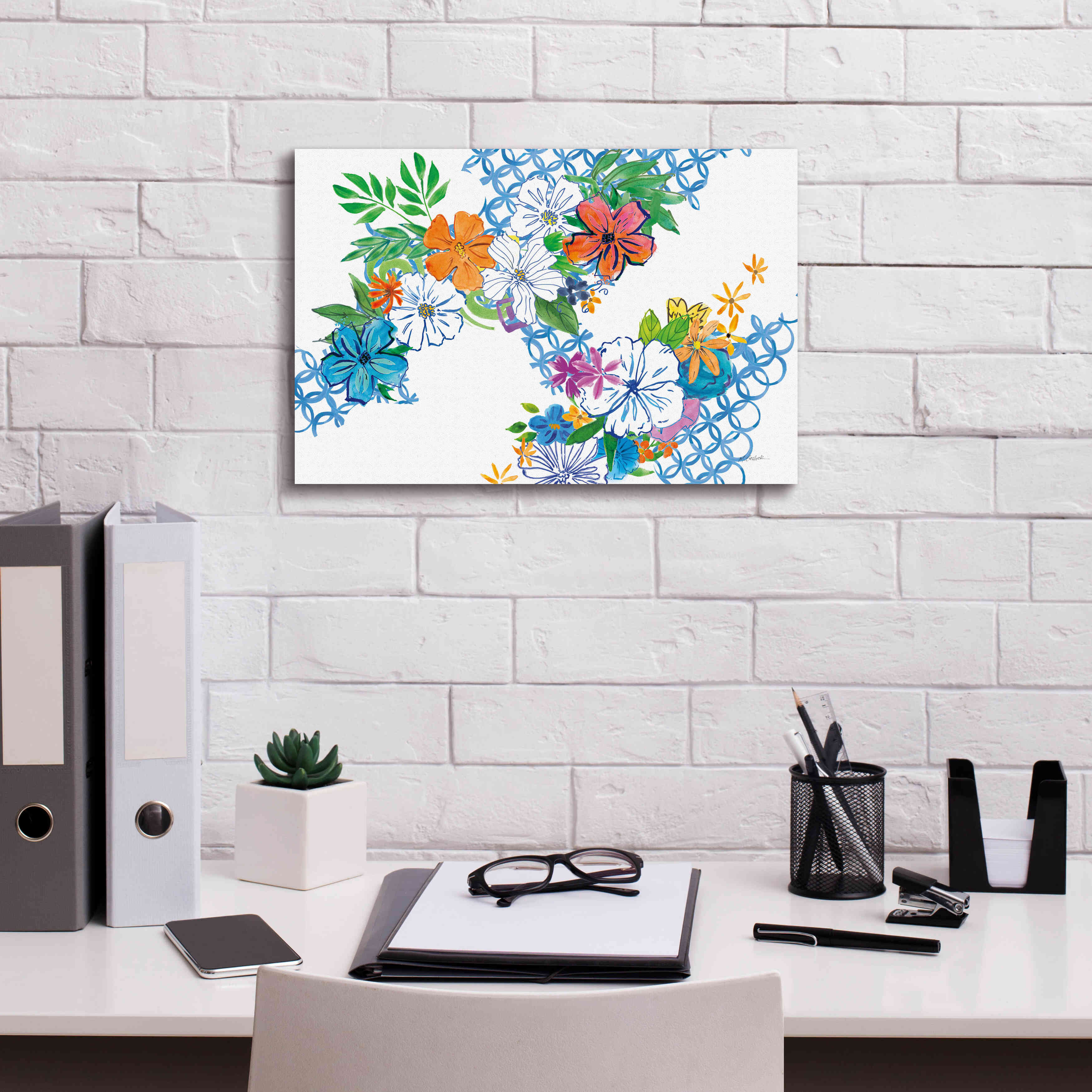 'Flower Power I' by Mike Schick, Giclee Canvas Wall Art,18 x 12