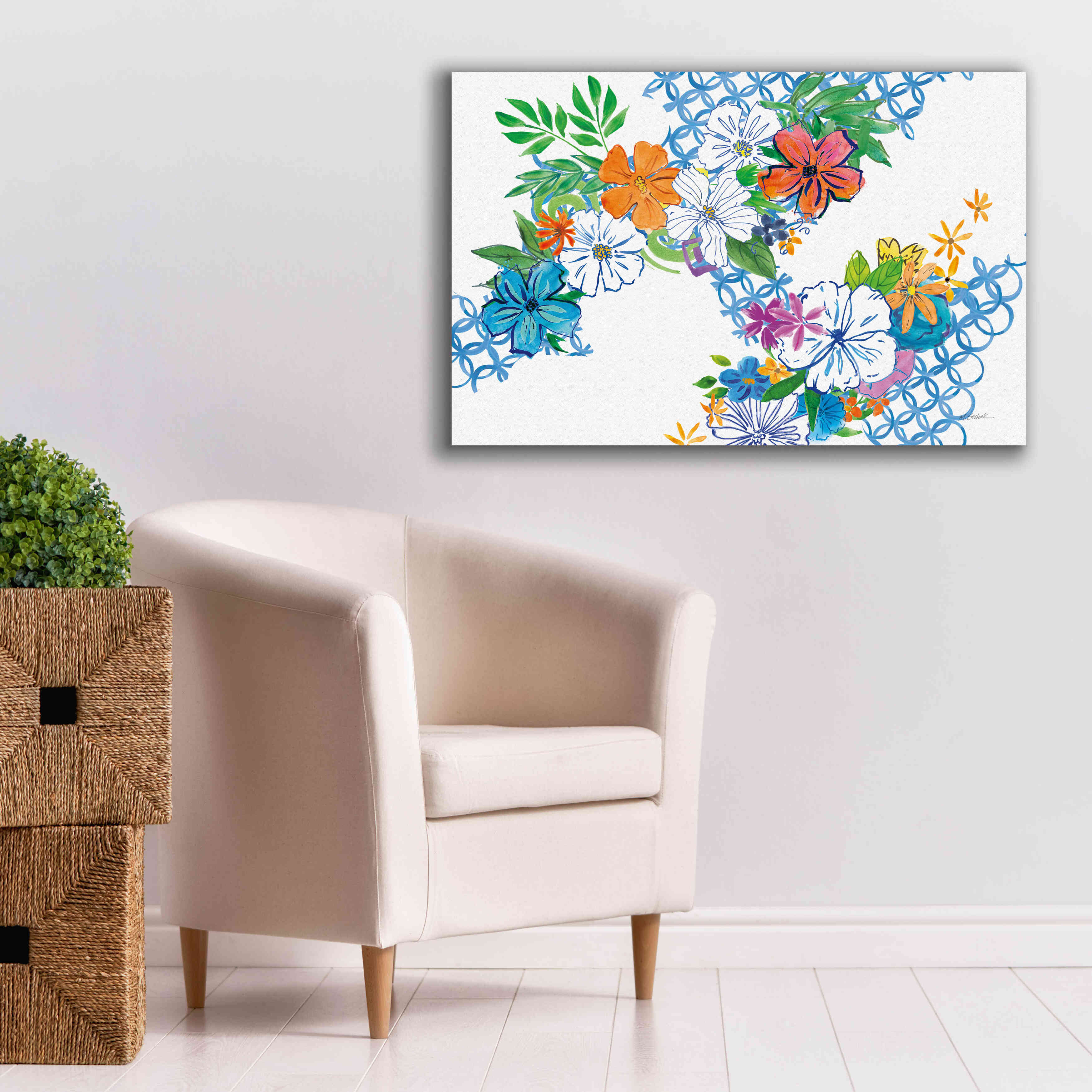 'Flower Power I' by Mike Schick, Giclee Canvas Wall Art,40 x 26