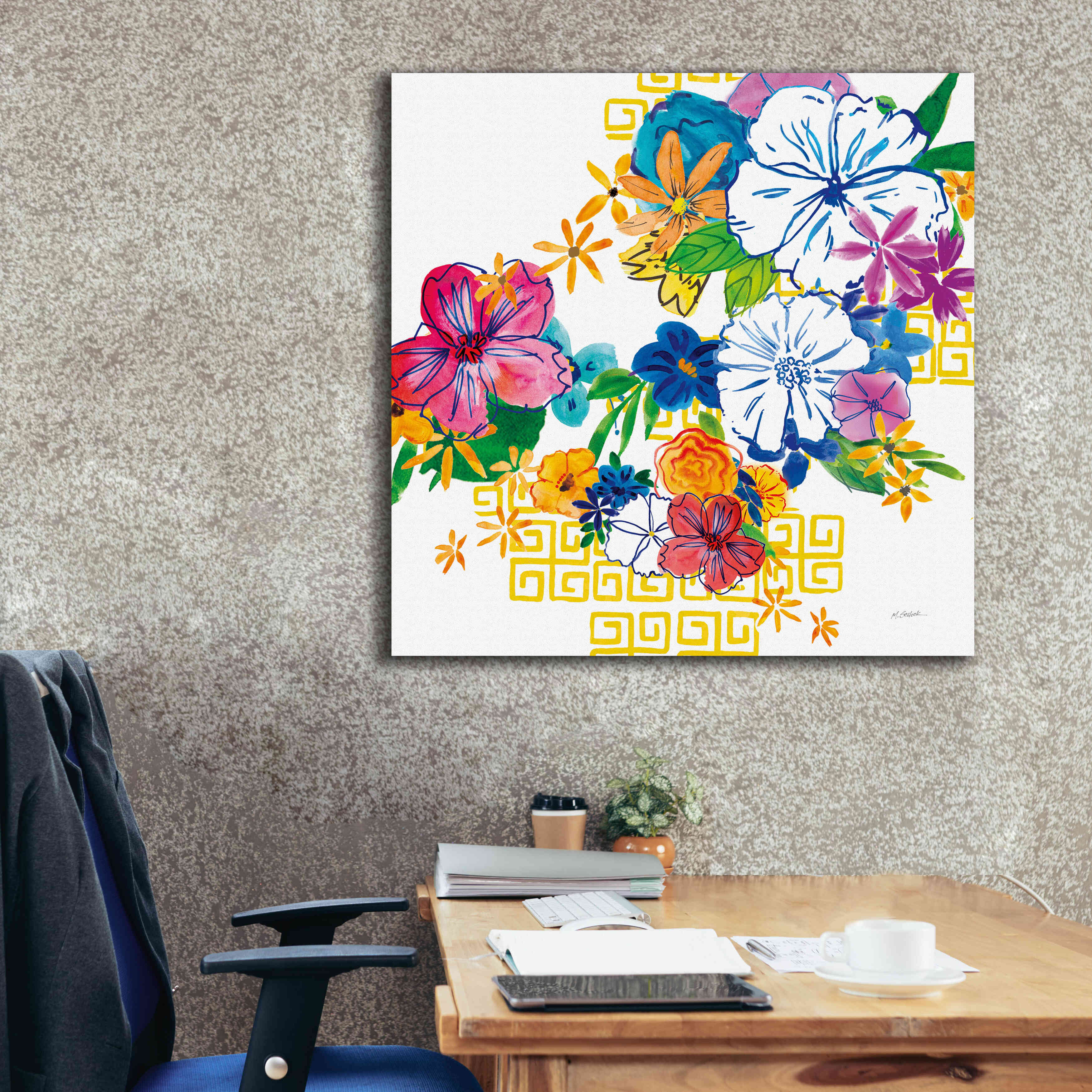 'Flower Power II' by Mike Schick, Giclee Canvas Wall Art,37x37