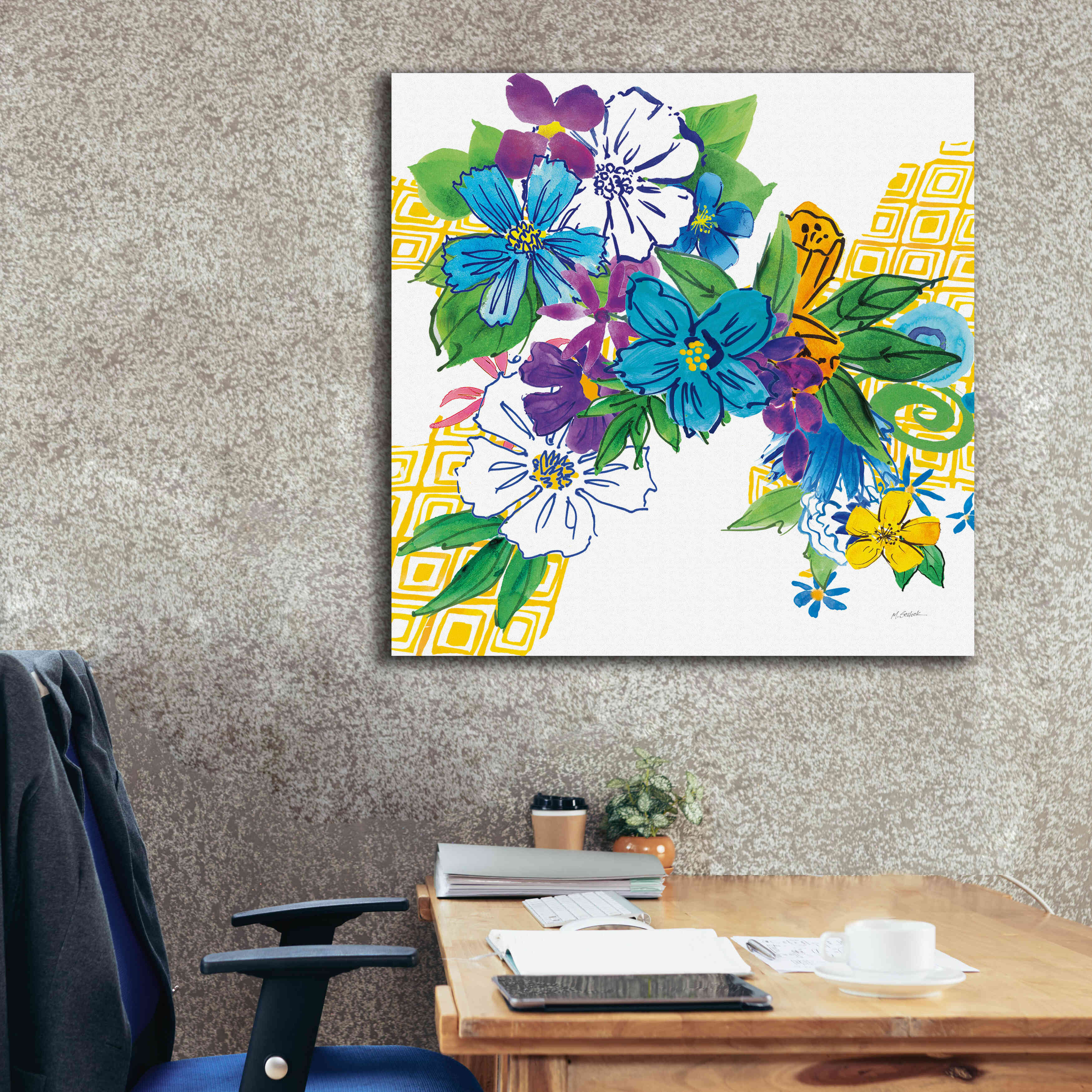 'Flower Power III' by Mike Schick, Giclee Canvas Wall Art,37x37
