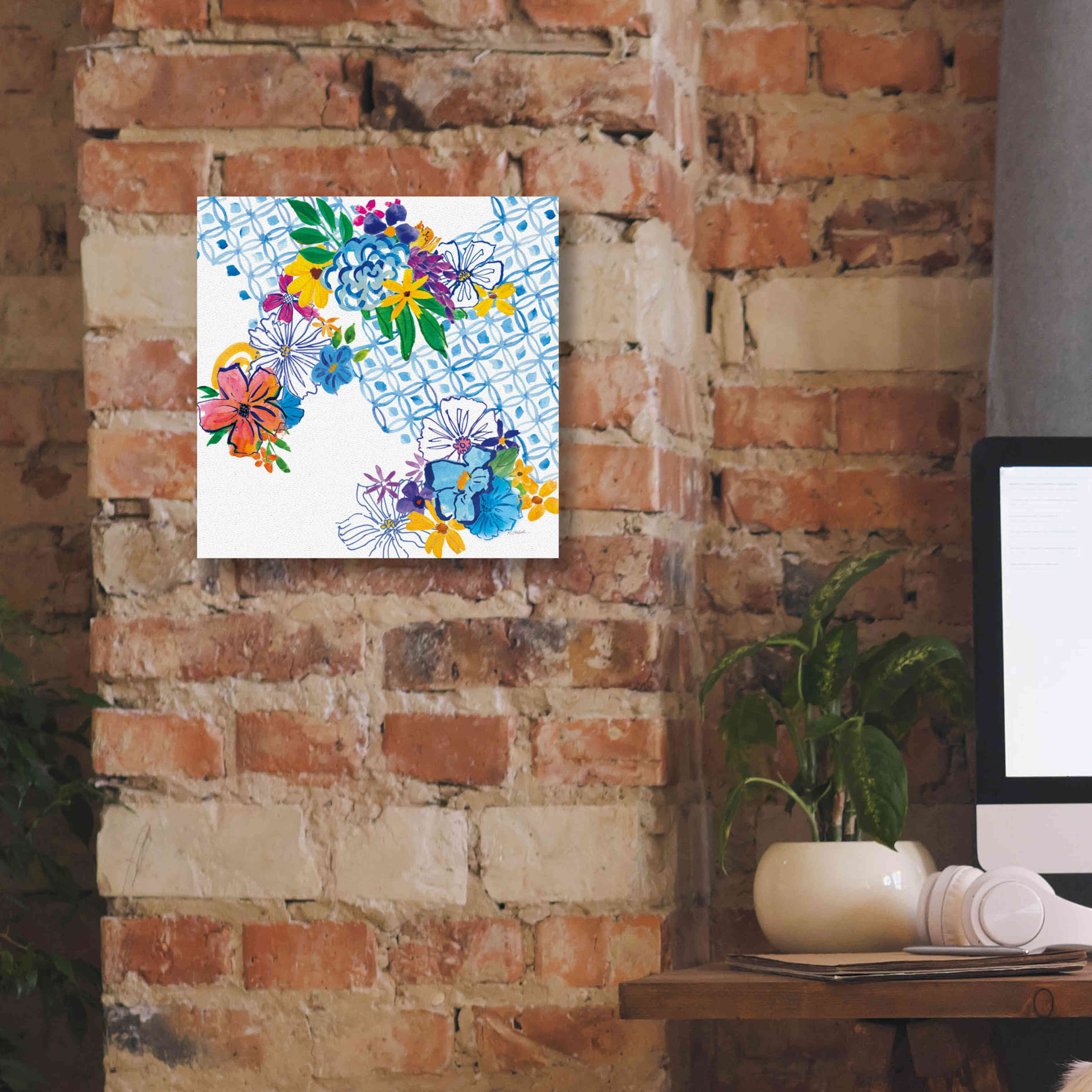 'Flower Power IV' by Mike Schick, Giclee Canvas Wall Art,12x12