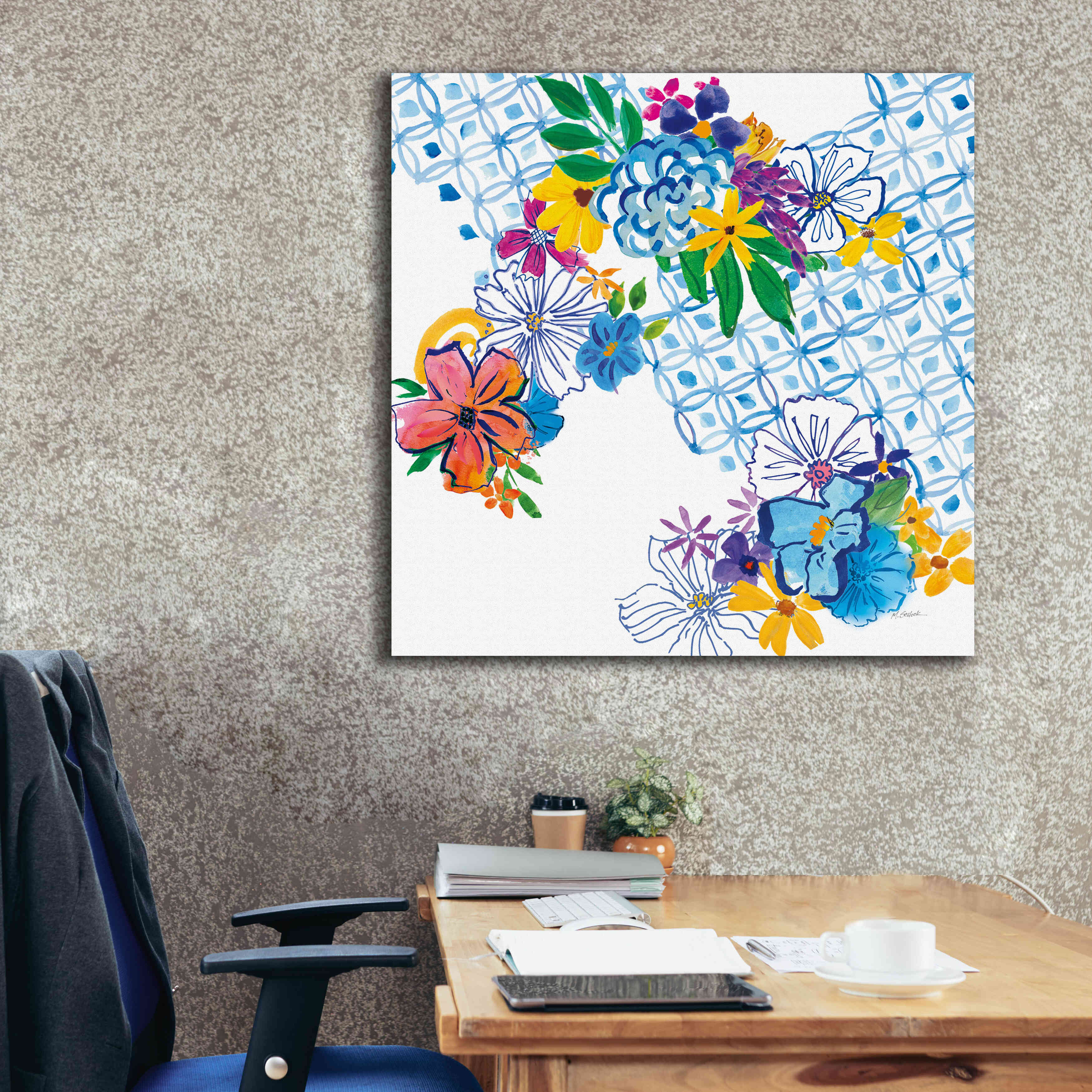 'Flower Power IV' by Mike Schick, Giclee Canvas Wall Art,37x37