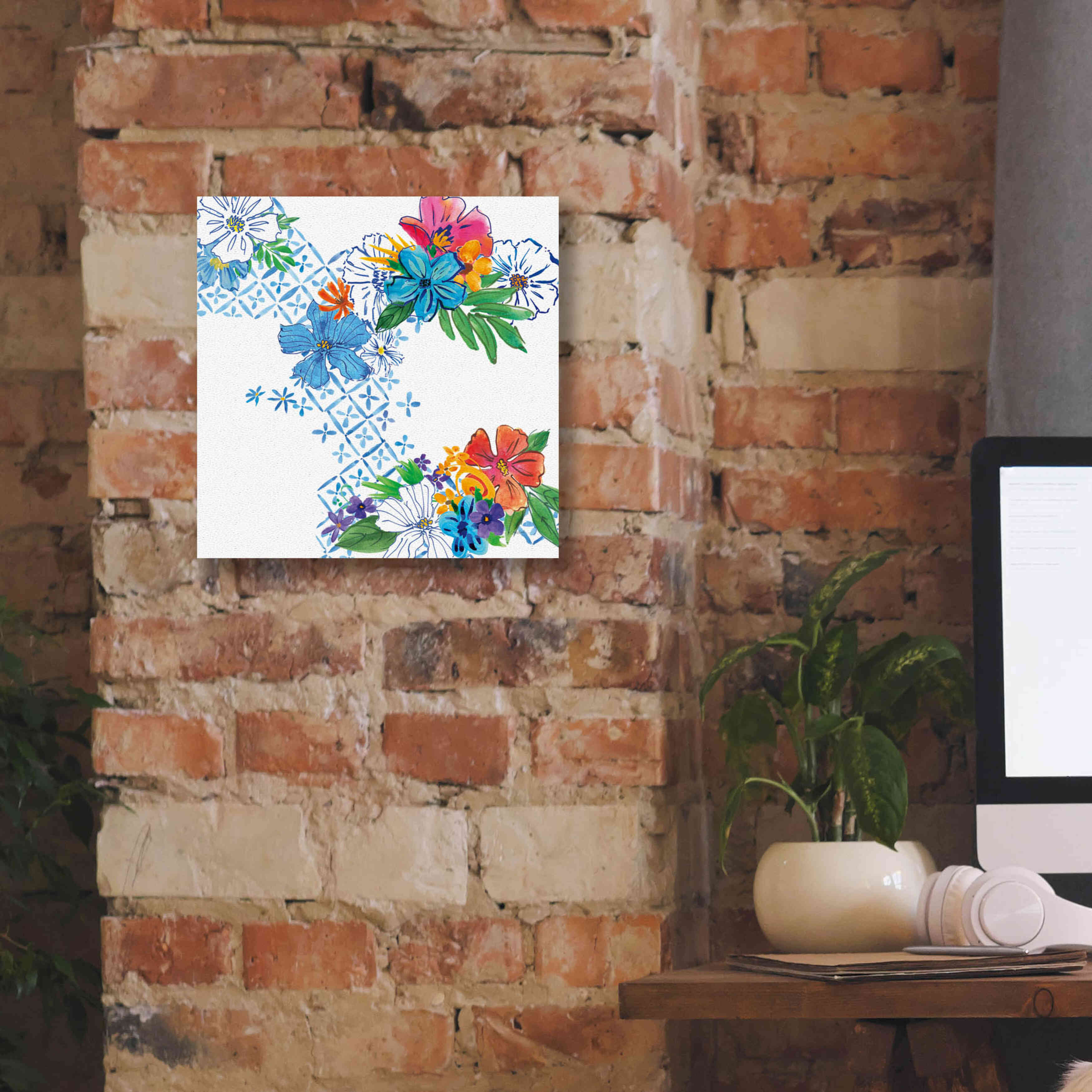 'Flower Power V' by Mike Schick, Giclee Canvas Wall Art,12x12