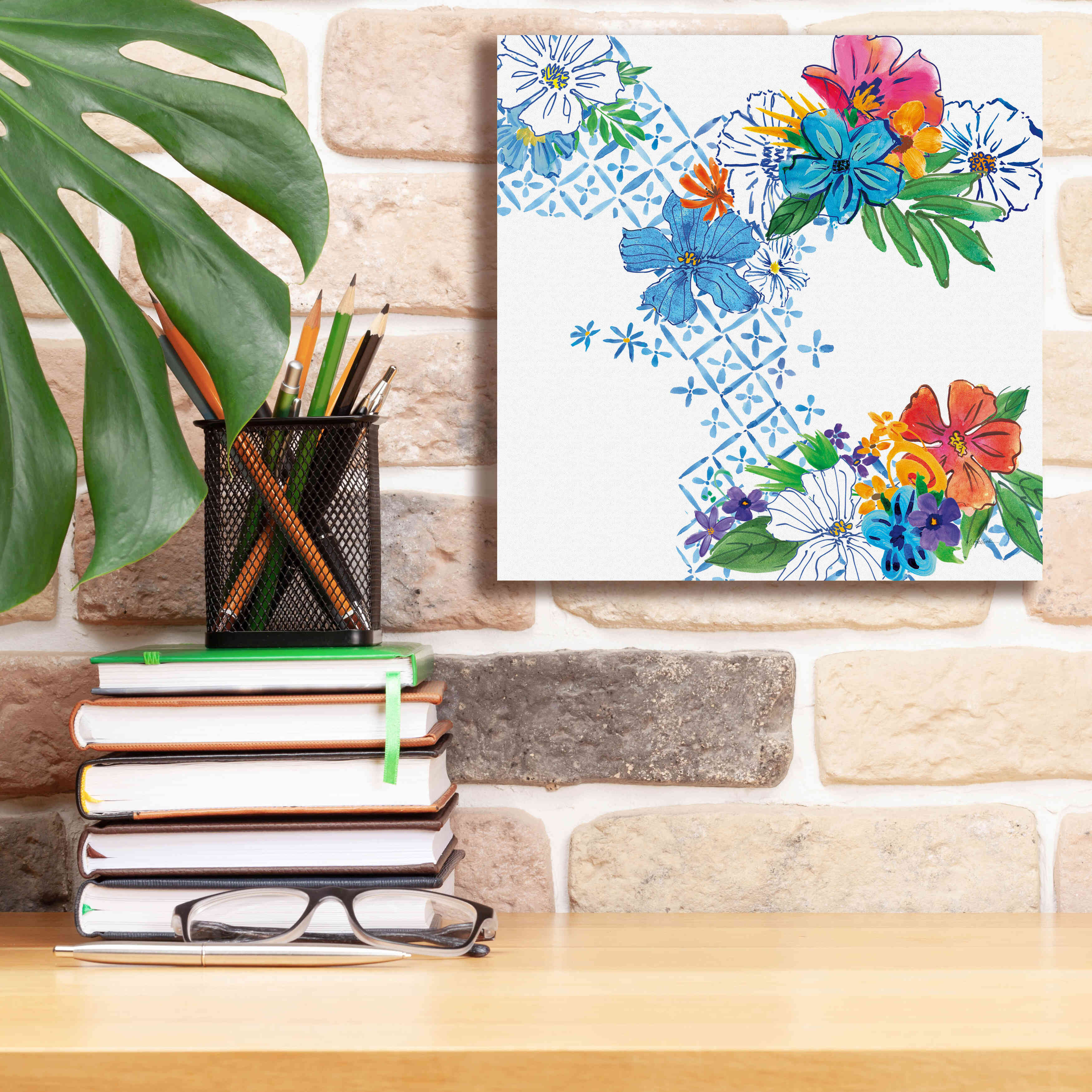 'Flower Power V' by Mike Schick, Giclee Canvas Wall Art,12x12