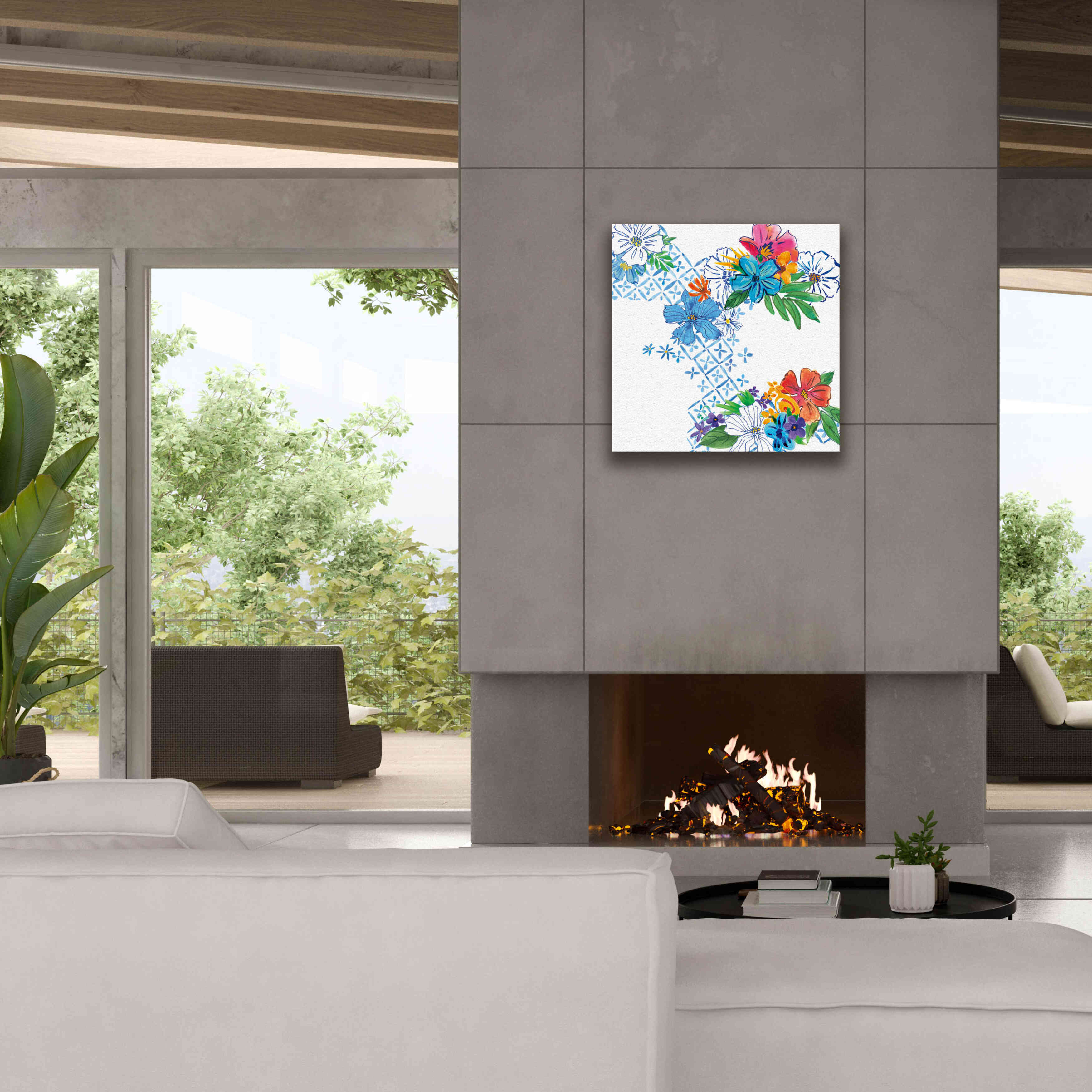 'Flower Power V' by Mike Schick, Giclee Canvas Wall Art,26x26