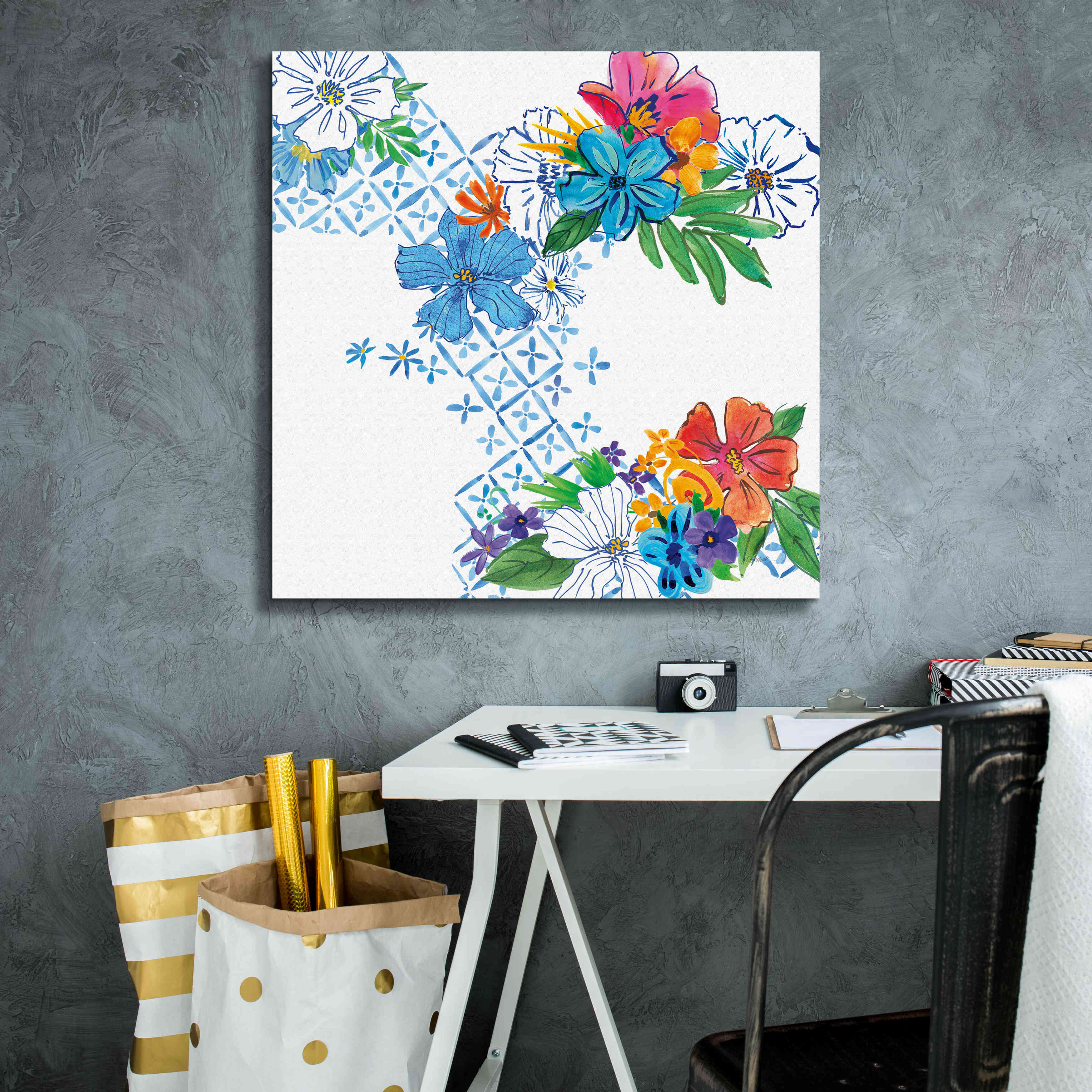 'Flower Power V' by Mike Schick, Giclee Canvas Wall Art,26x26