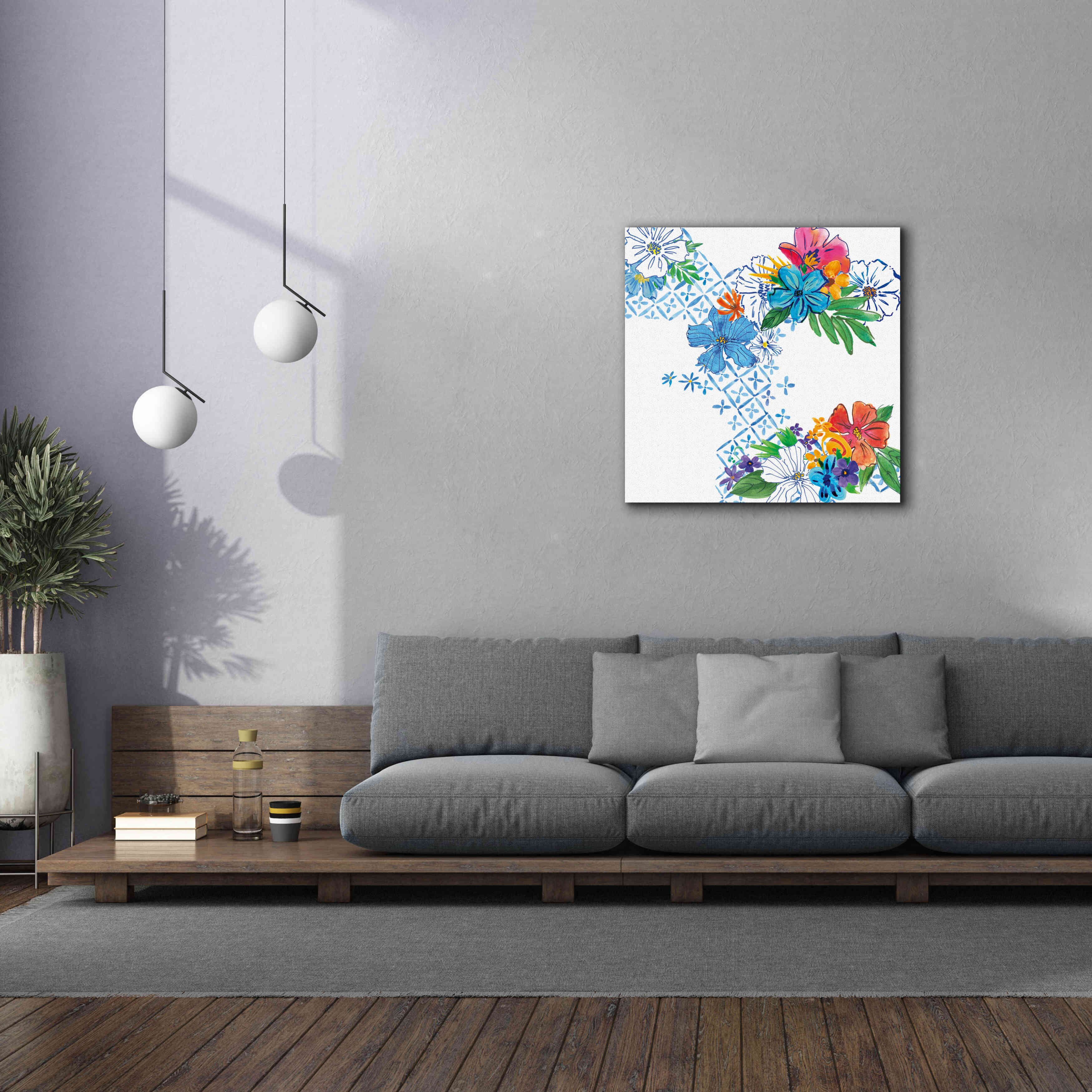 'Flower Power V' by Mike Schick, Giclee Canvas Wall Art,37x37