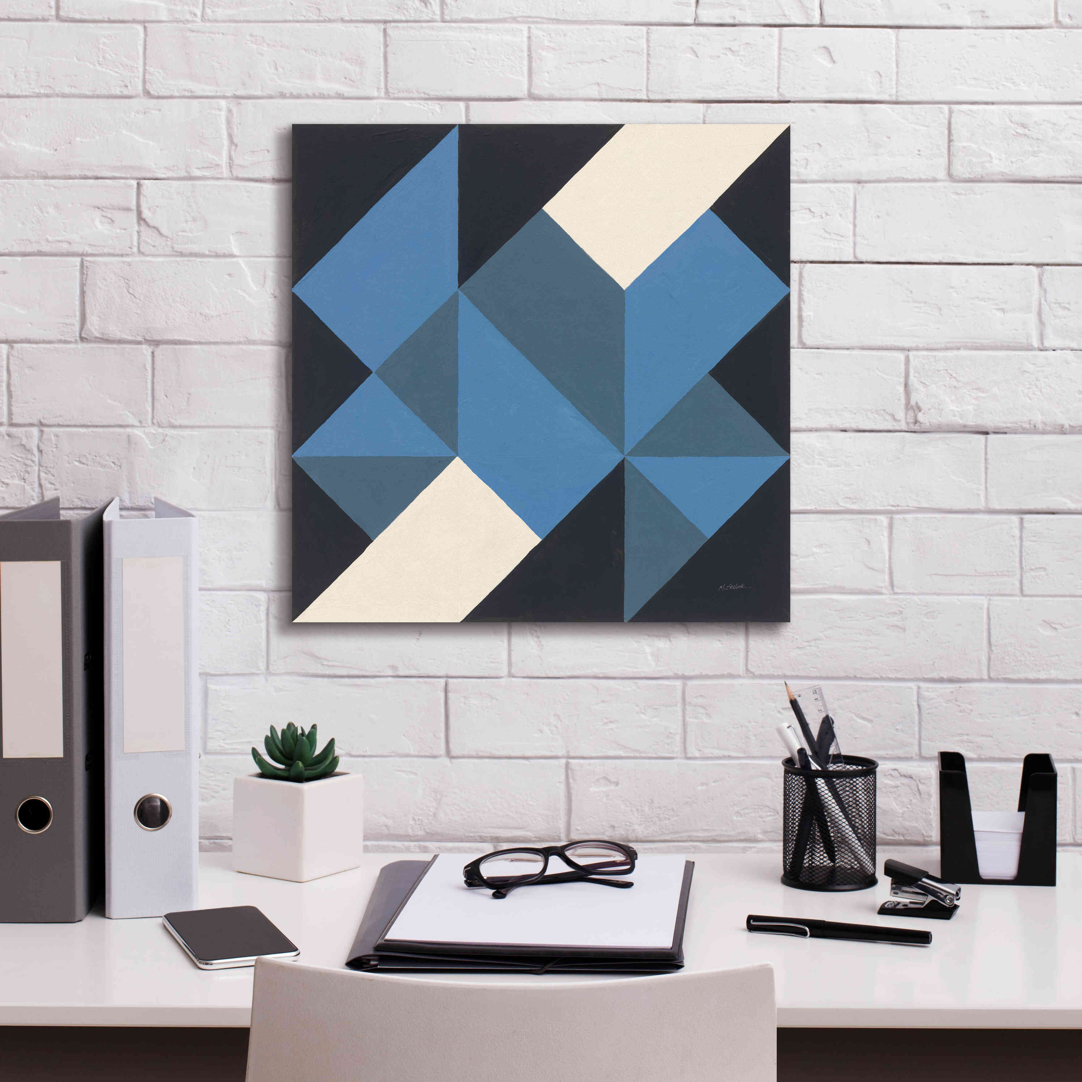'Triangles I' by Mike Schick, Giclee Canvas Wall Art,18x18