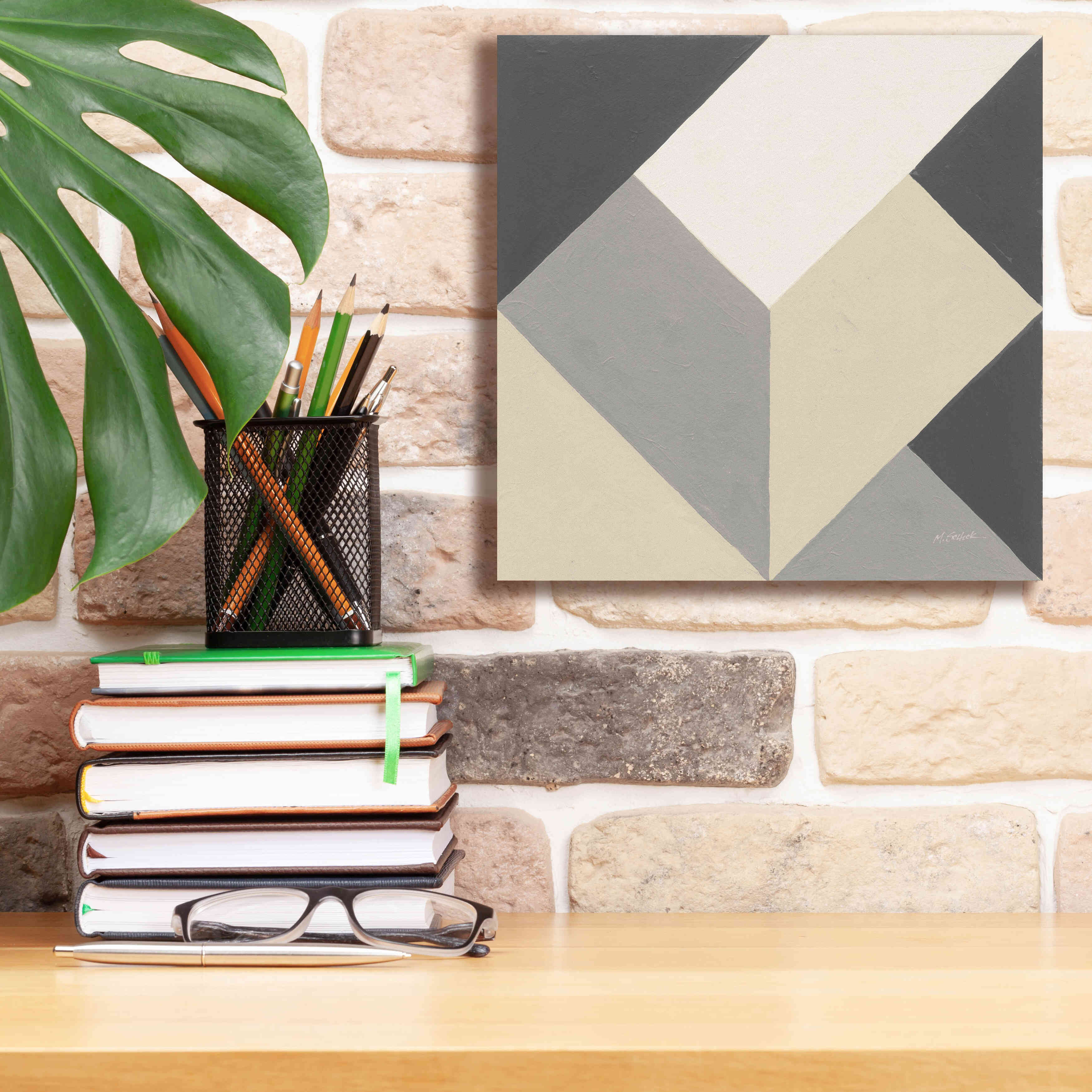 'Triangles I Neutral Crop' by Mike Schick, Giclee Canvas Wall Art,12x12