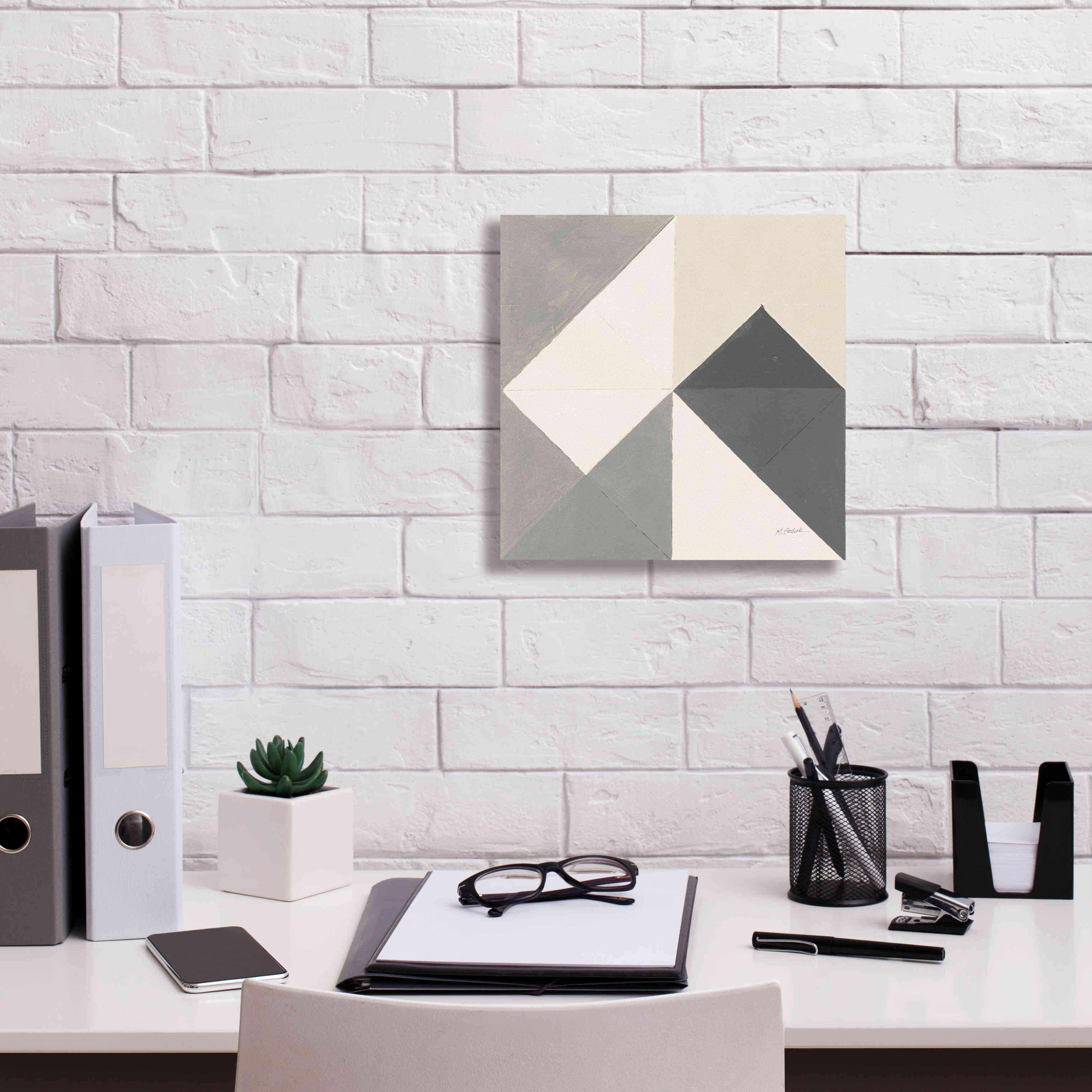 'Triangles IV Neutral Crop' by Mike Schick, Giclee Canvas Wall Art,12x12