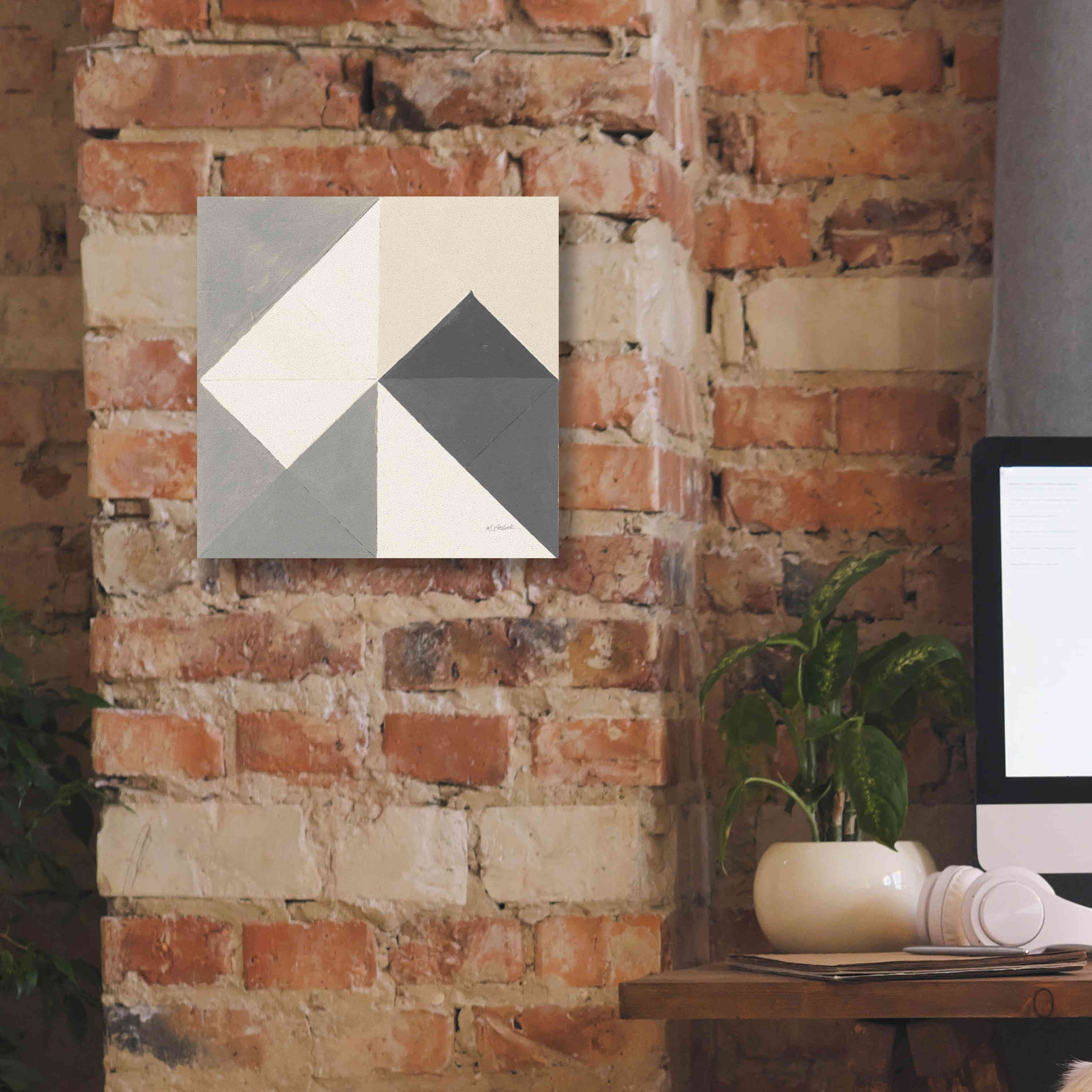 'Triangles IV Neutral Crop' by Mike Schick, Giclee Canvas Wall Art,12x12