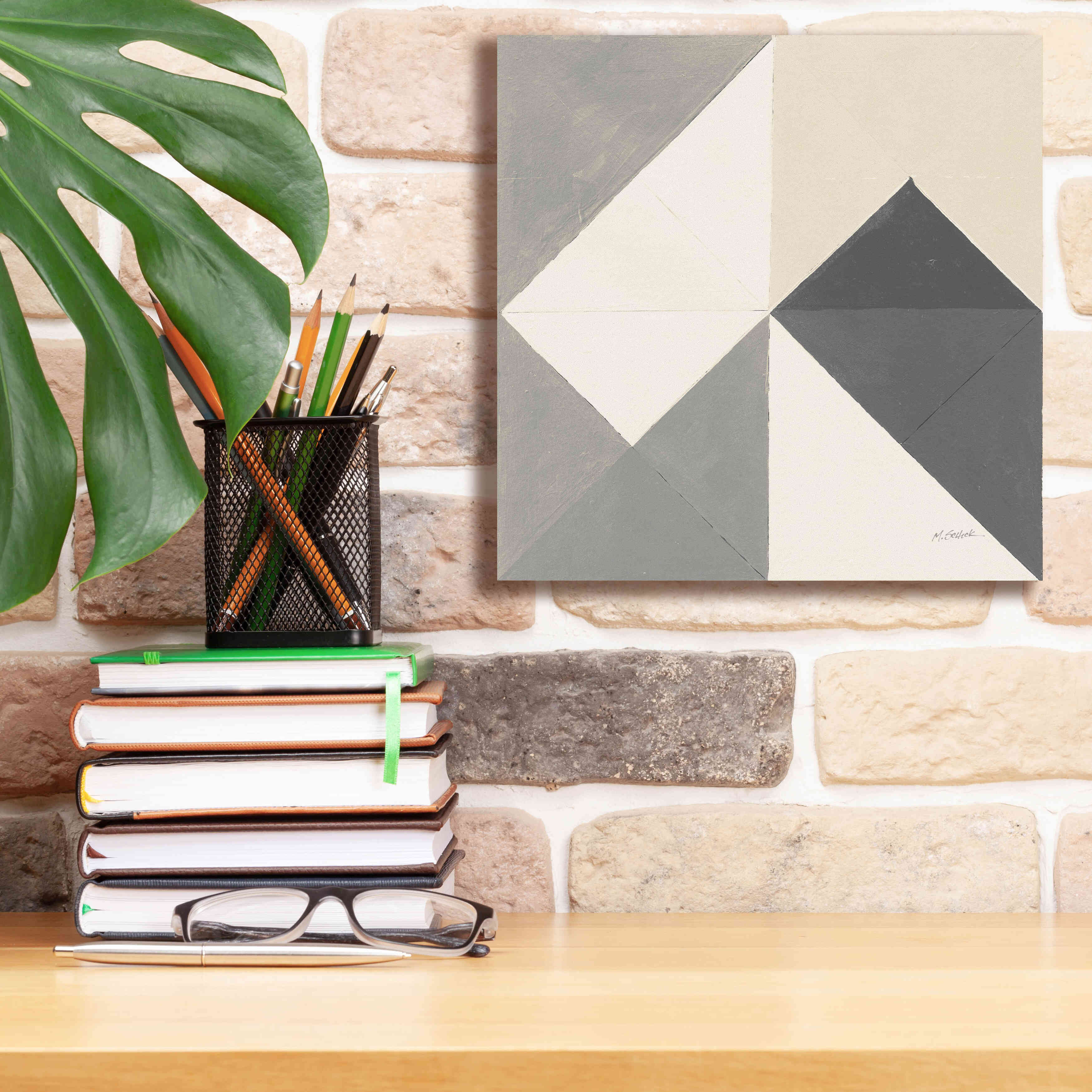 'Triangles IV Neutral Crop' by Mike Schick, Giclee Canvas Wall Art,12x12