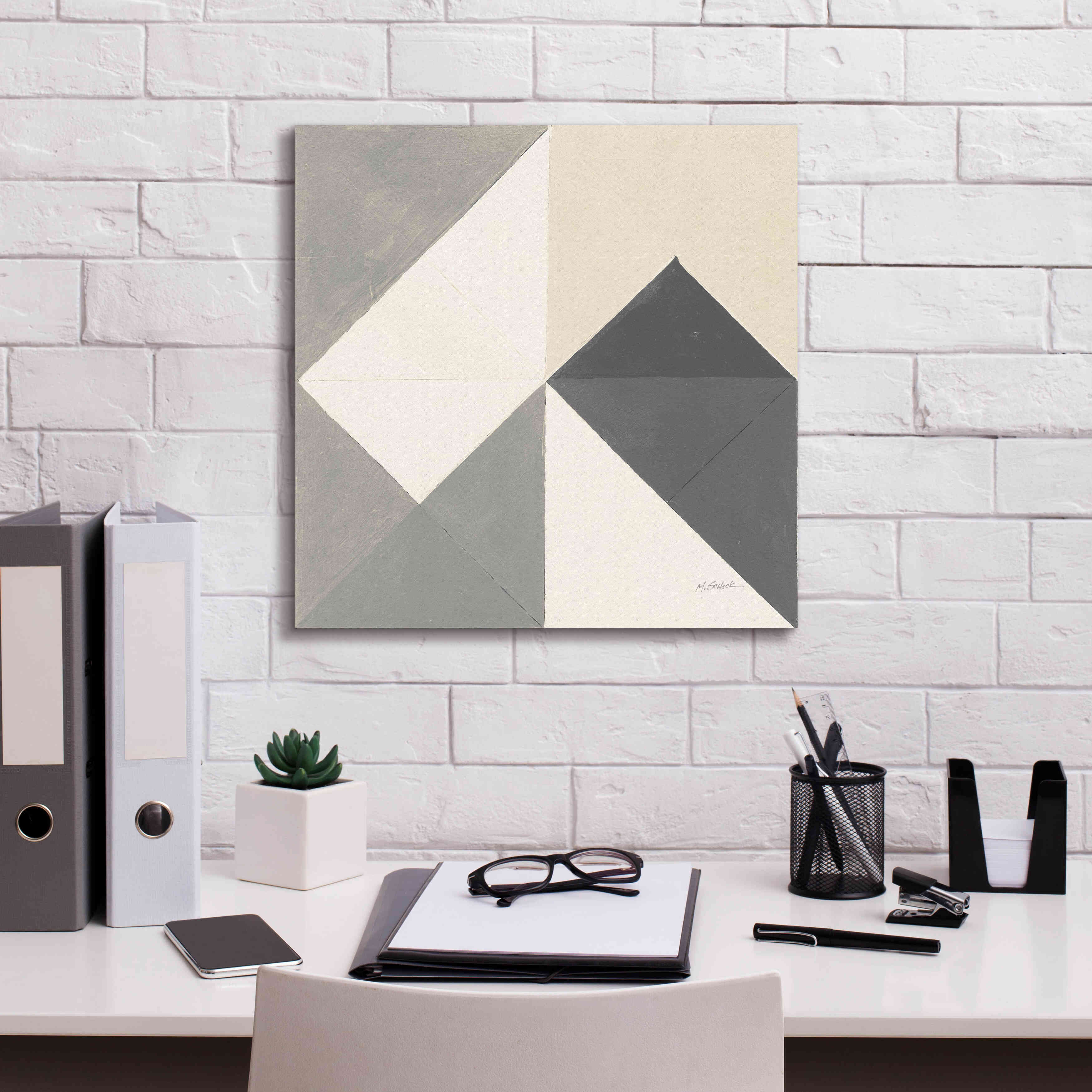 'Triangles IV Neutral Crop' by Mike Schick, Giclee Canvas Wall Art,18x18