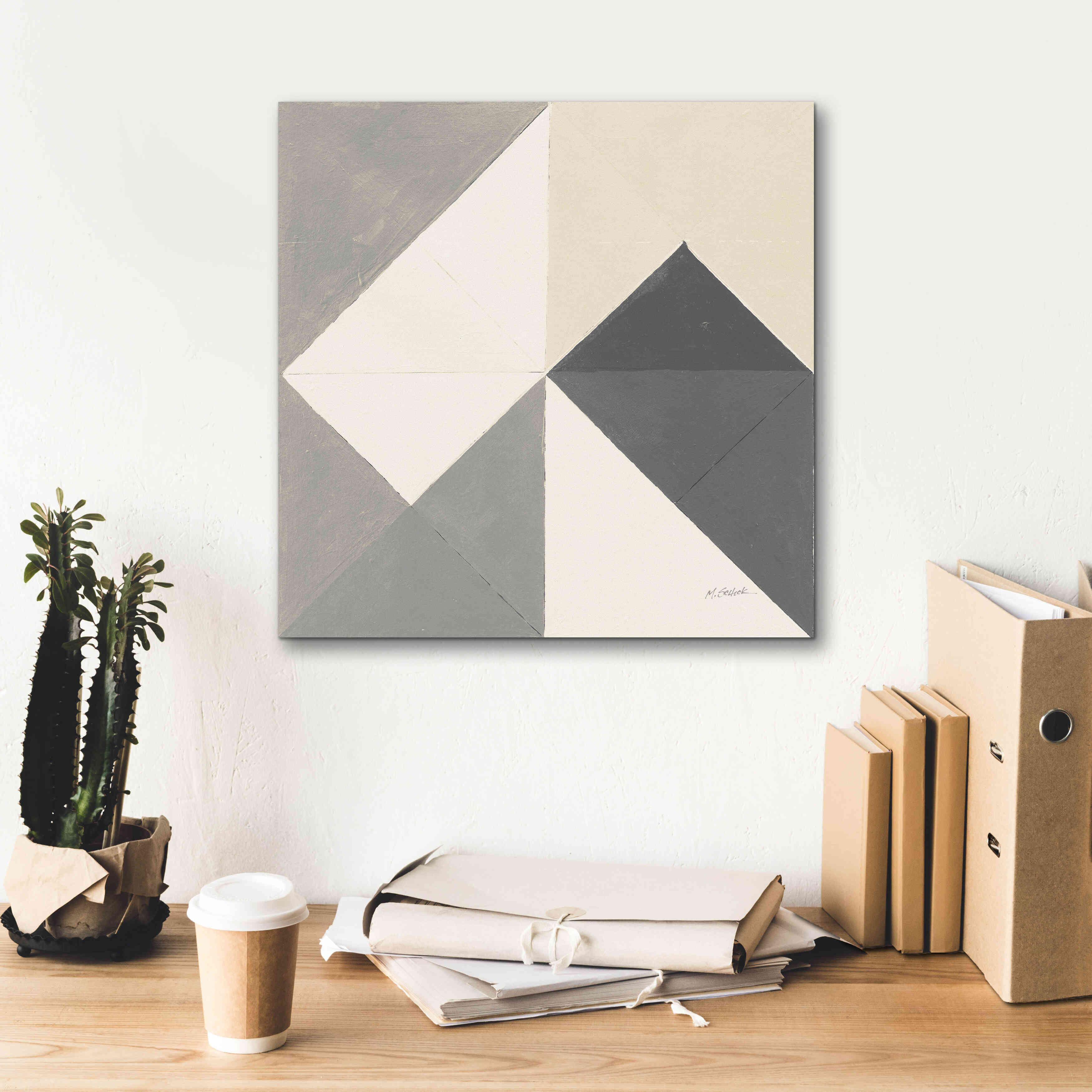 'Triangles IV Neutral Crop' by Mike Schick, Giclee Canvas Wall Art,18x18