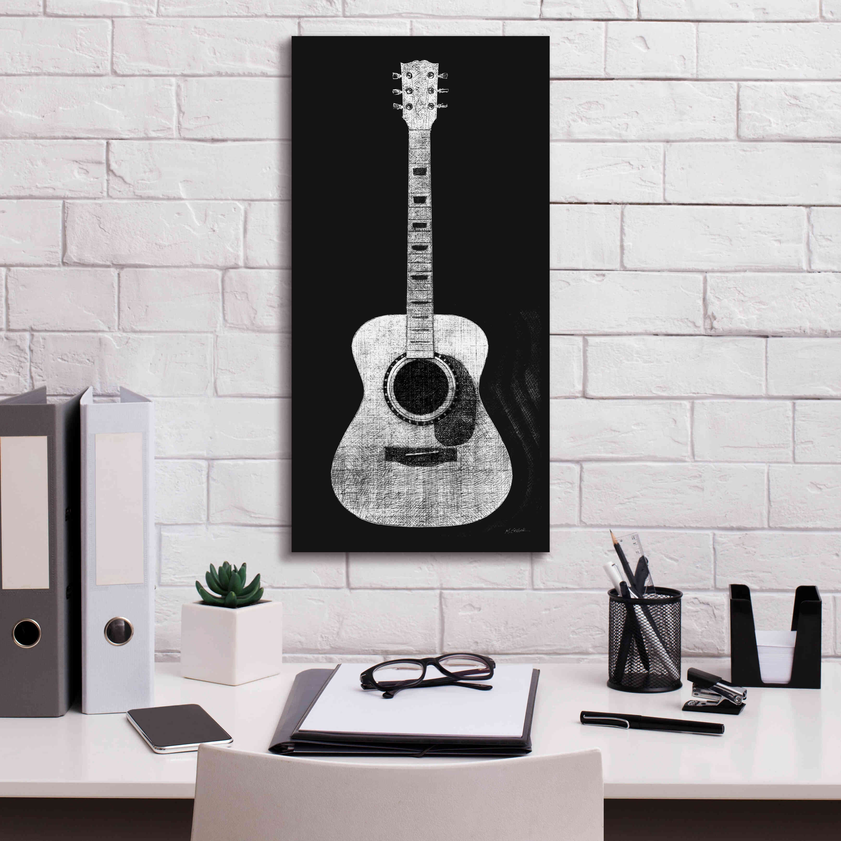 'Garage Band II Wb' by Mike Schick, Giclee Canvas Wall Art,12 x 24