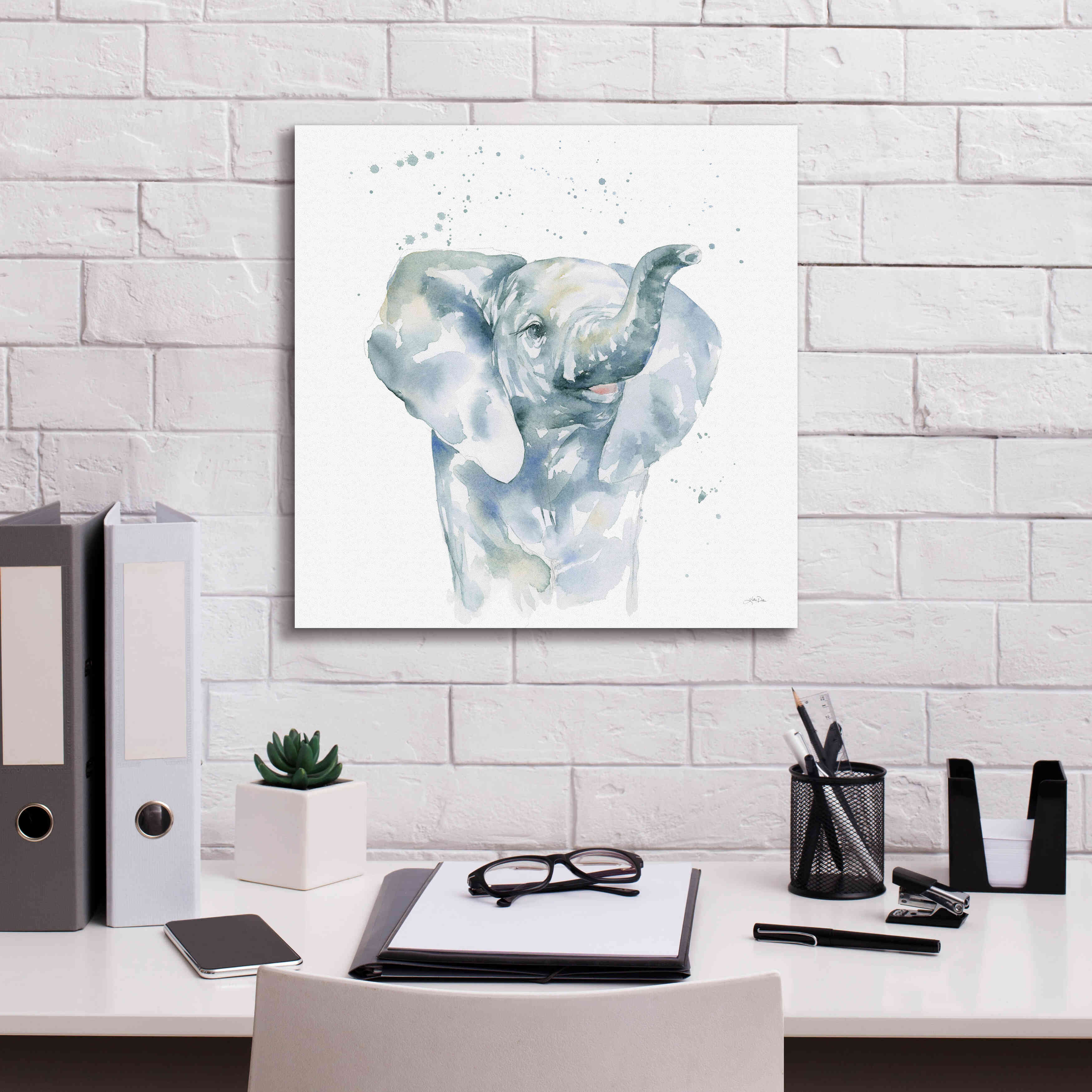 'Baby Elephant' by Katrina Pete, Giclee Canvas Wall Art,18x18