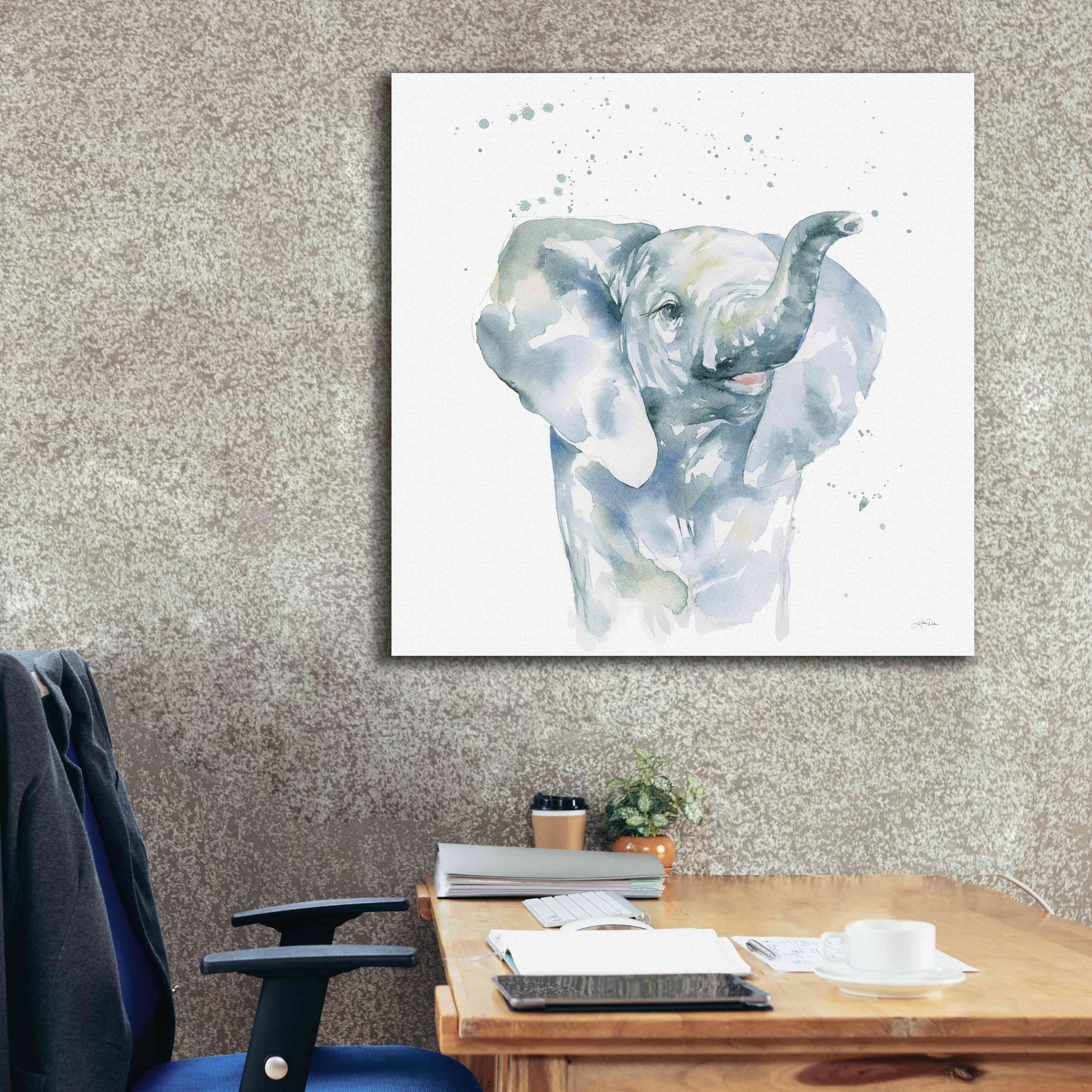 'Baby Elephant' by Katrina Pete, Giclee Canvas Wall Art,37x37