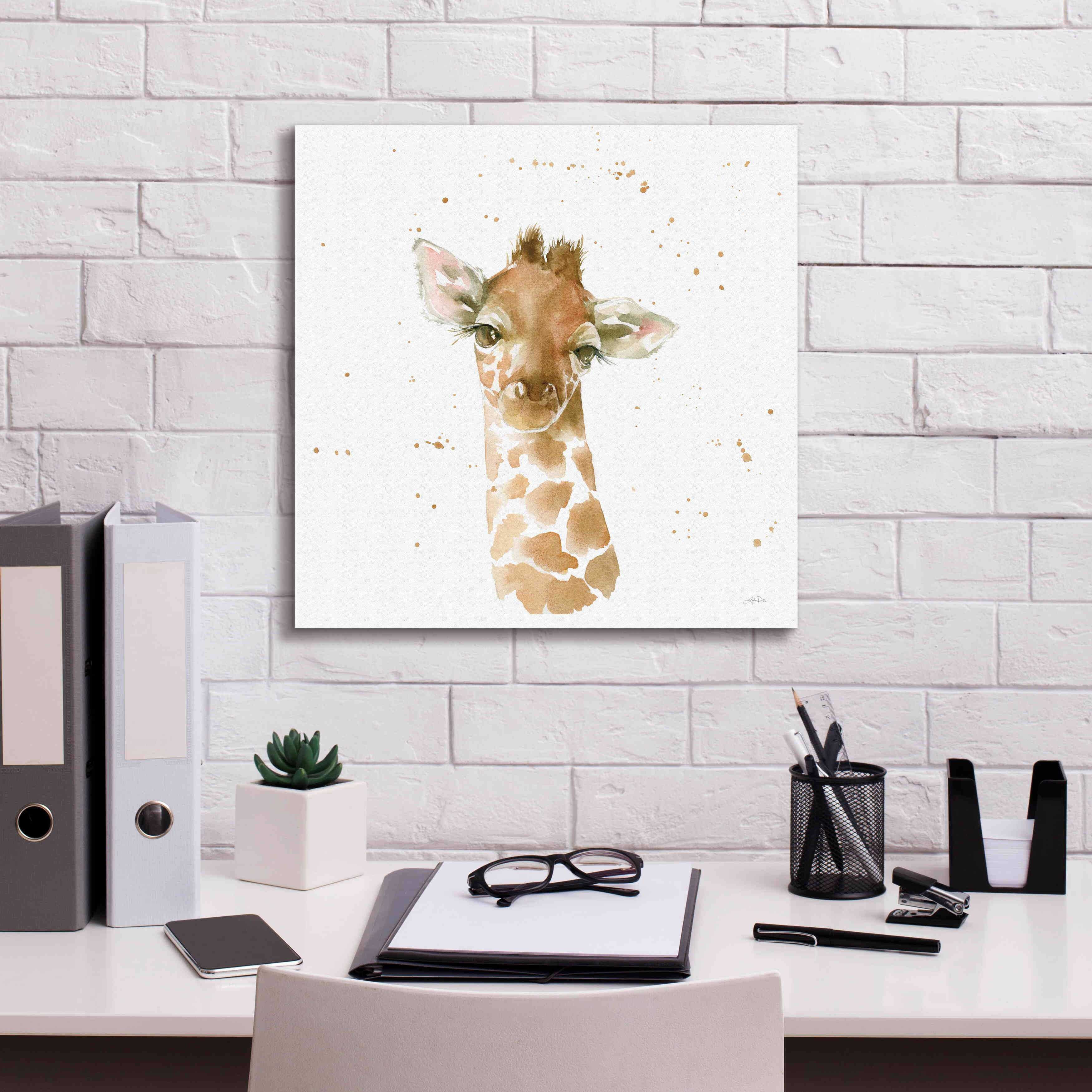 'Baby Giraffe' by Katrina Pete, Giclee Canvas Wall Art,18x18