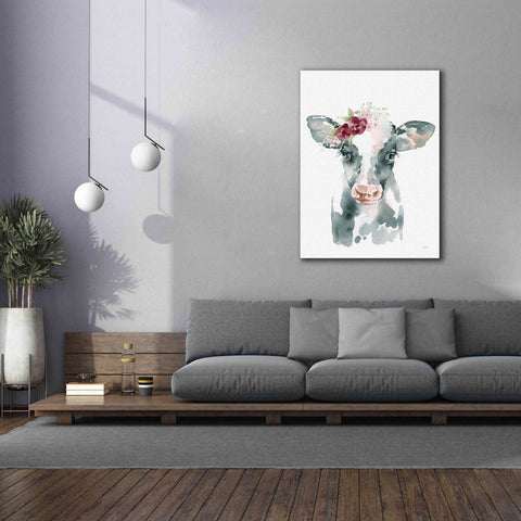 Image of 'Floral Cow' by Katrina Pete, Giclee Canvas Wall Art,40x54