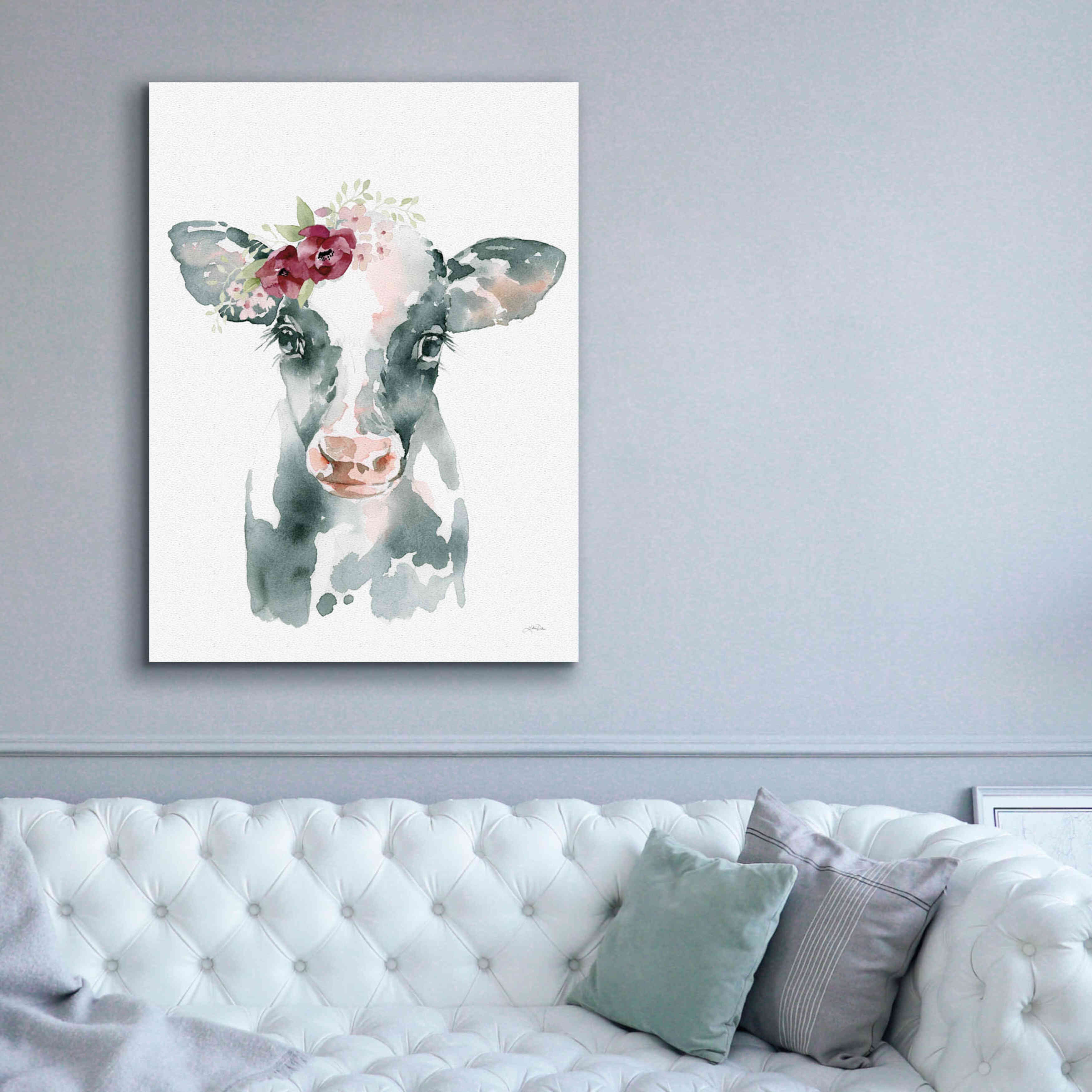'Floral Cow' by Katrina Pete, Giclee Canvas Wall Art,40x54