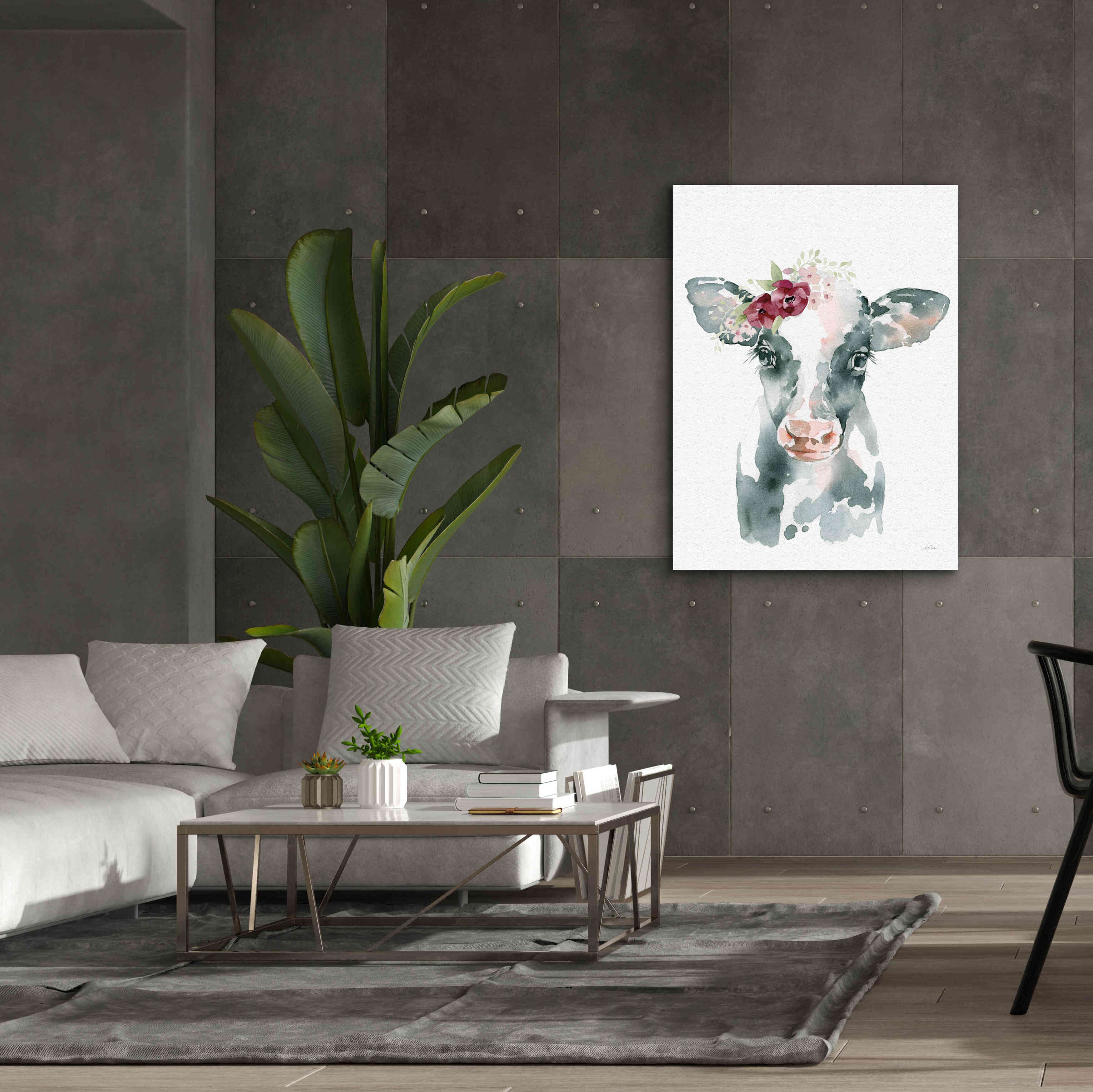 'Floral Cow' by Katrina Pete, Giclee Canvas Wall Art,40x54
