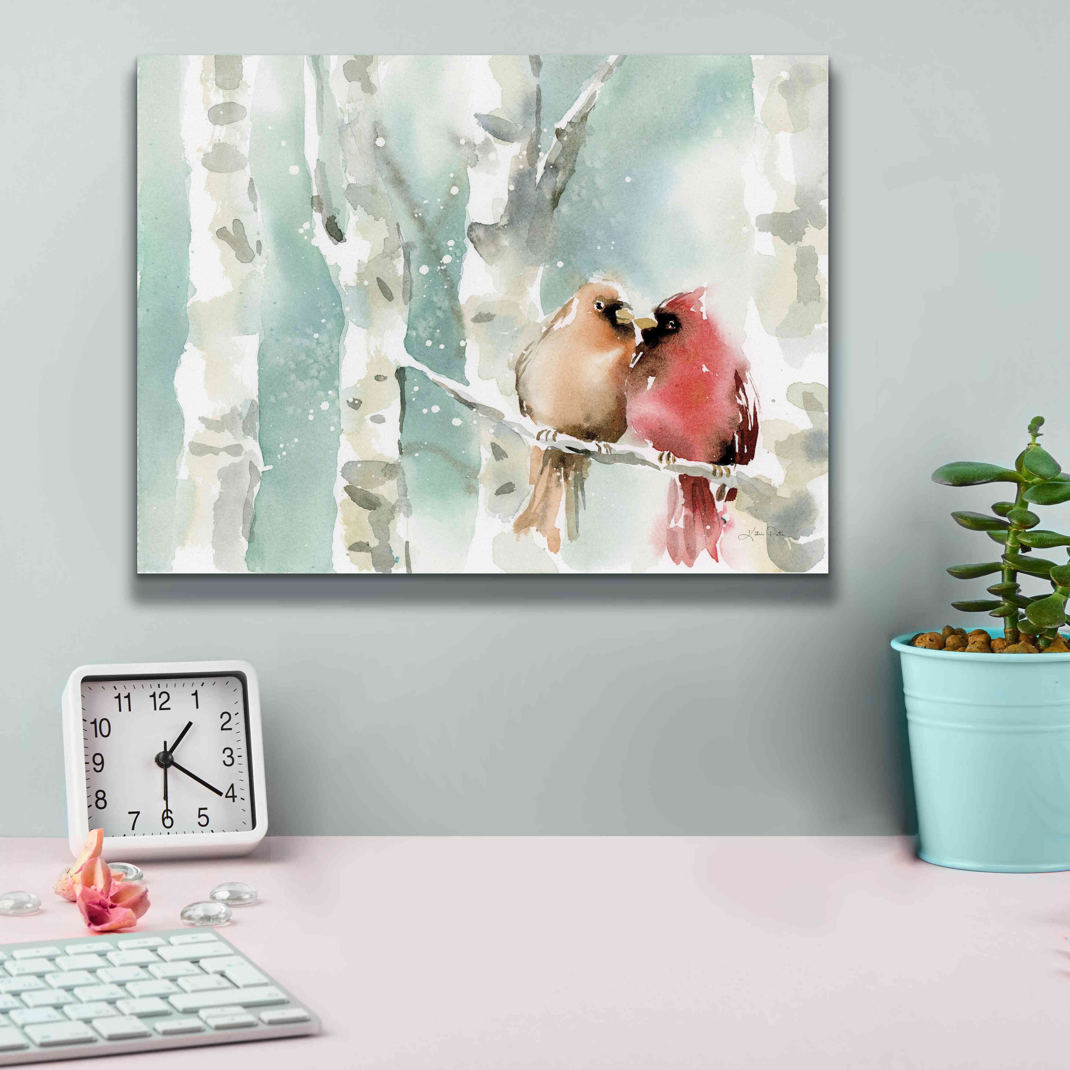 'Christmas Cardinals' by Katrina Pete, Giclee Canvas Wall Art,16x12