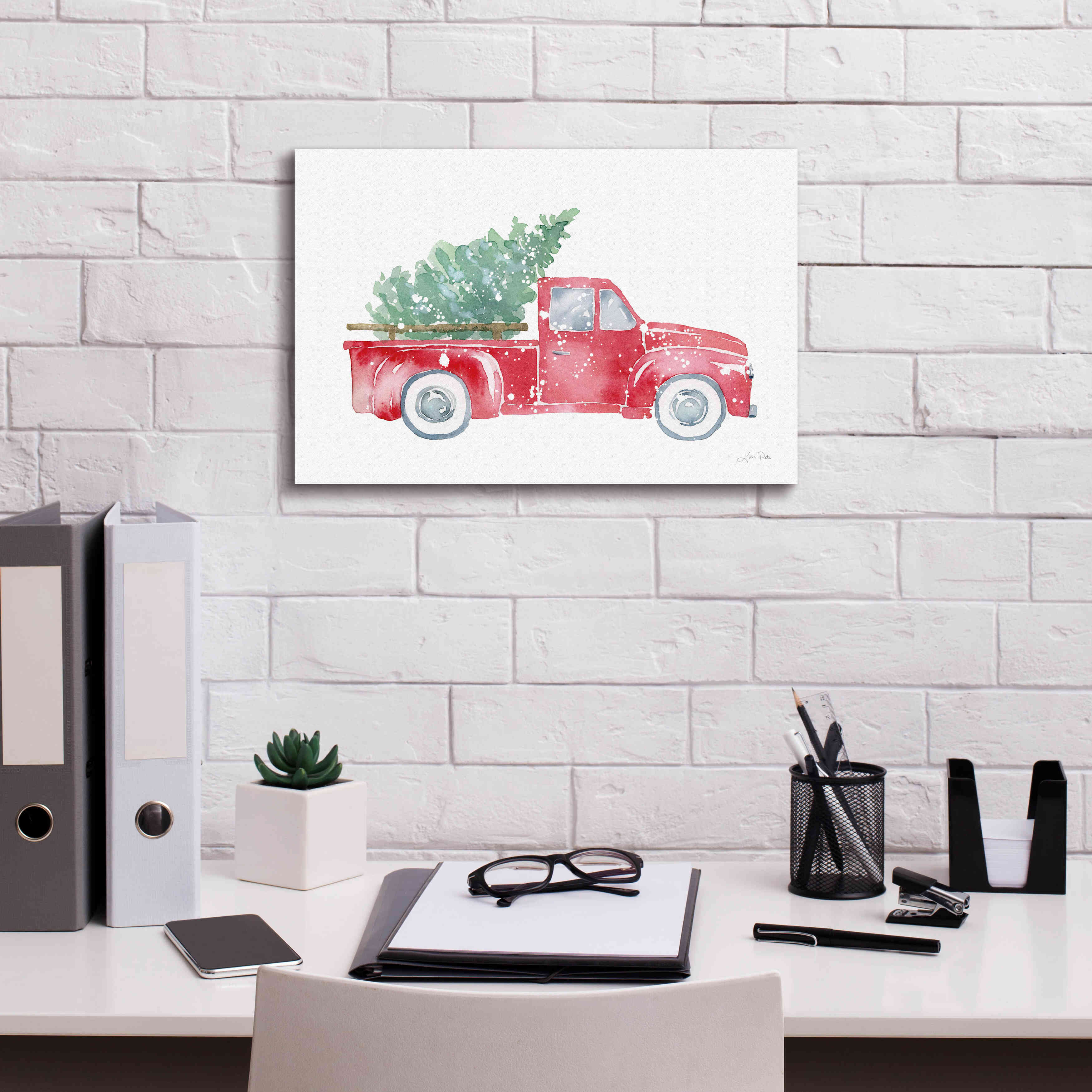'Christmas Truck' by Katrina Pete, Giclee Canvas Wall Art,18x12