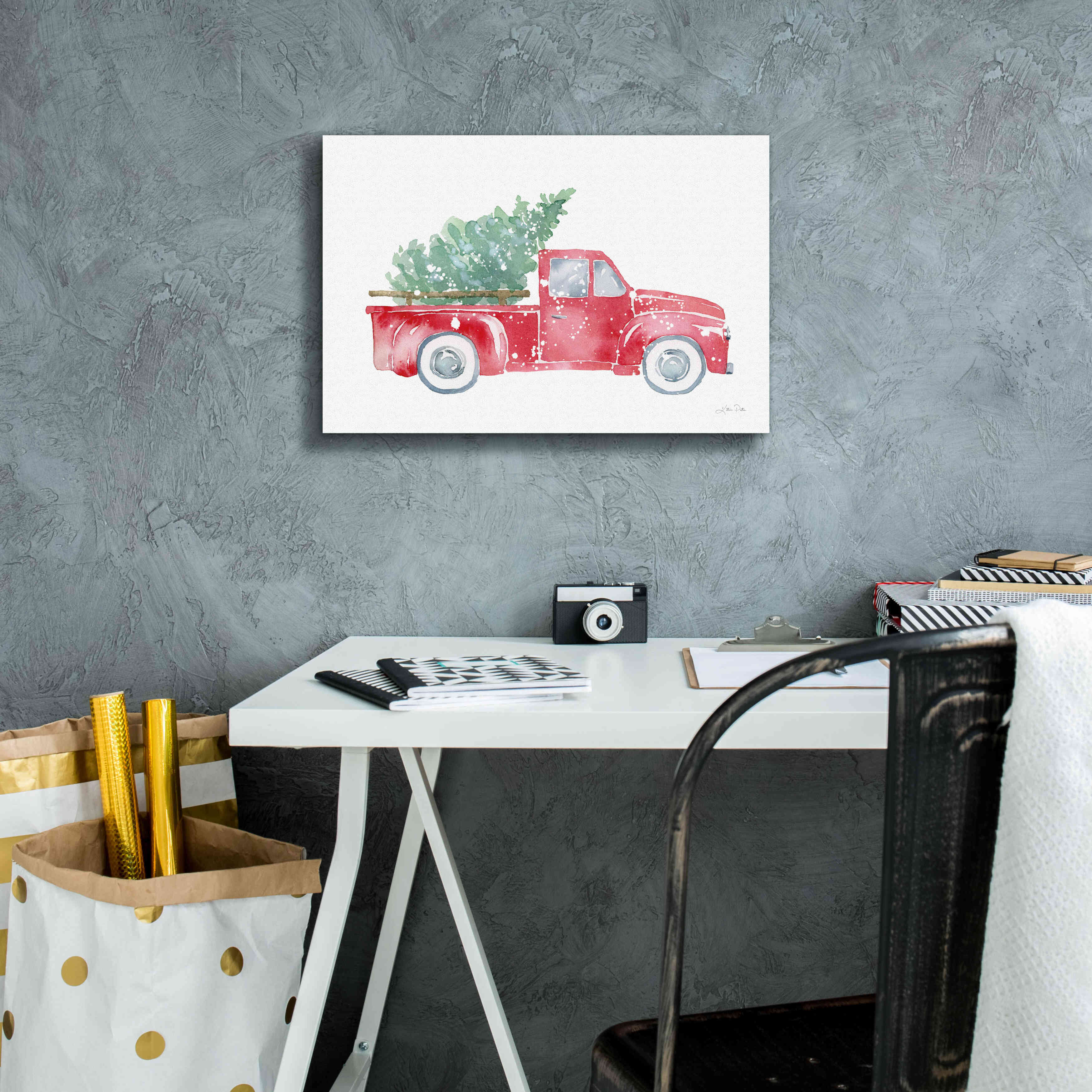 'Christmas Truck' by Katrina Pete, Giclee Canvas Wall Art,18x12