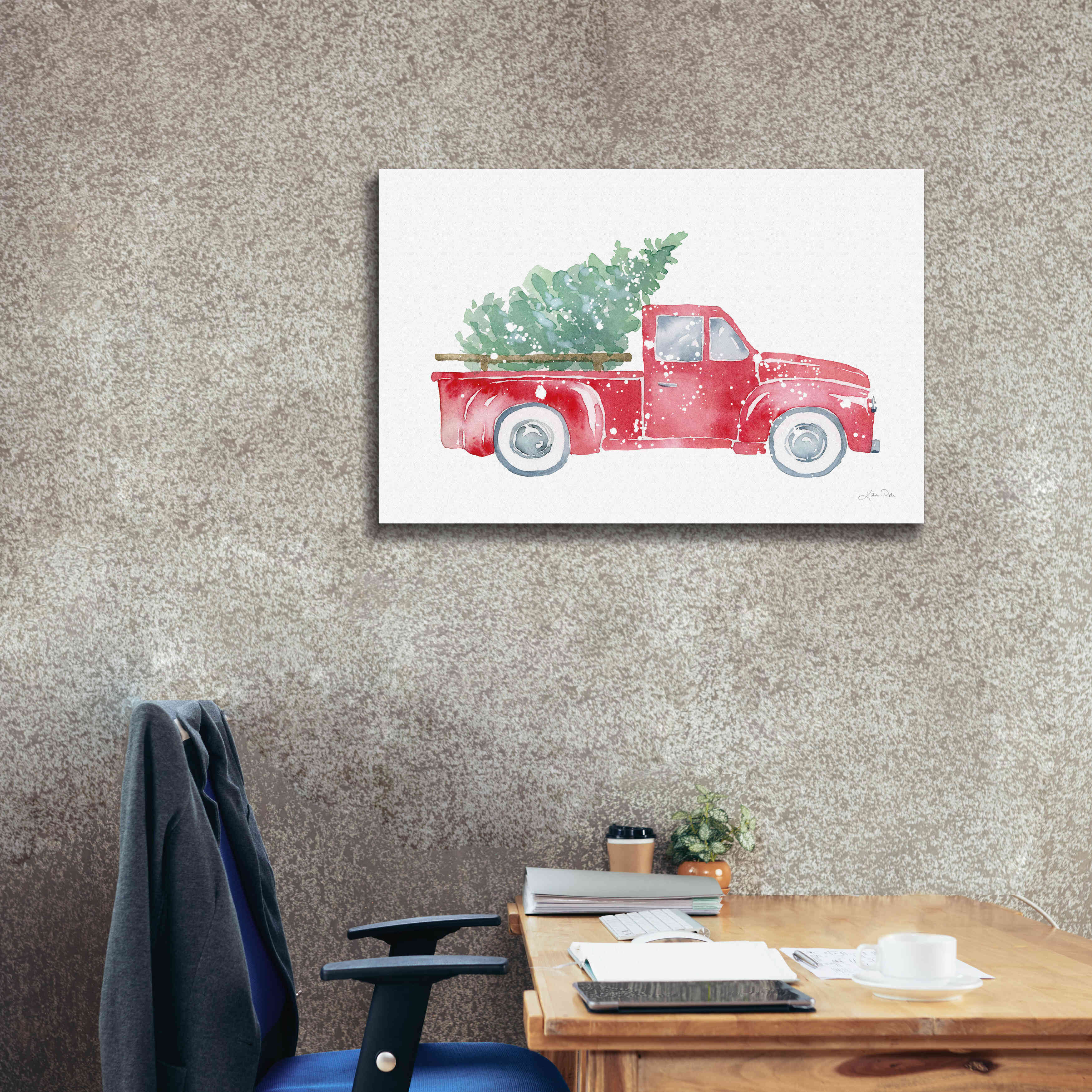 'Christmas Truck' by Katrina Pete, Giclee Canvas Wall Art,40x26