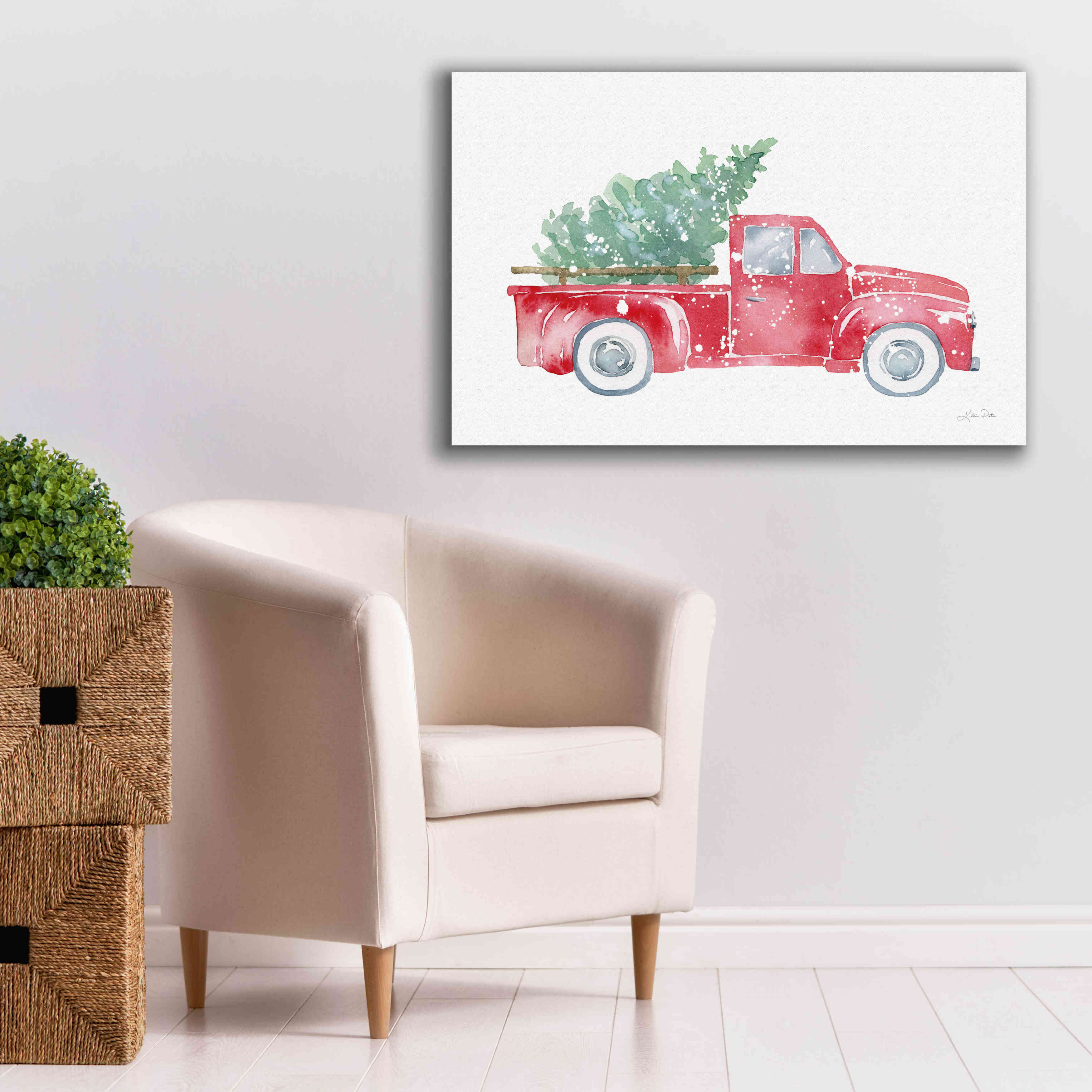 'Christmas Truck' by Katrina Pete, Giclee Canvas Wall Art,40x26
