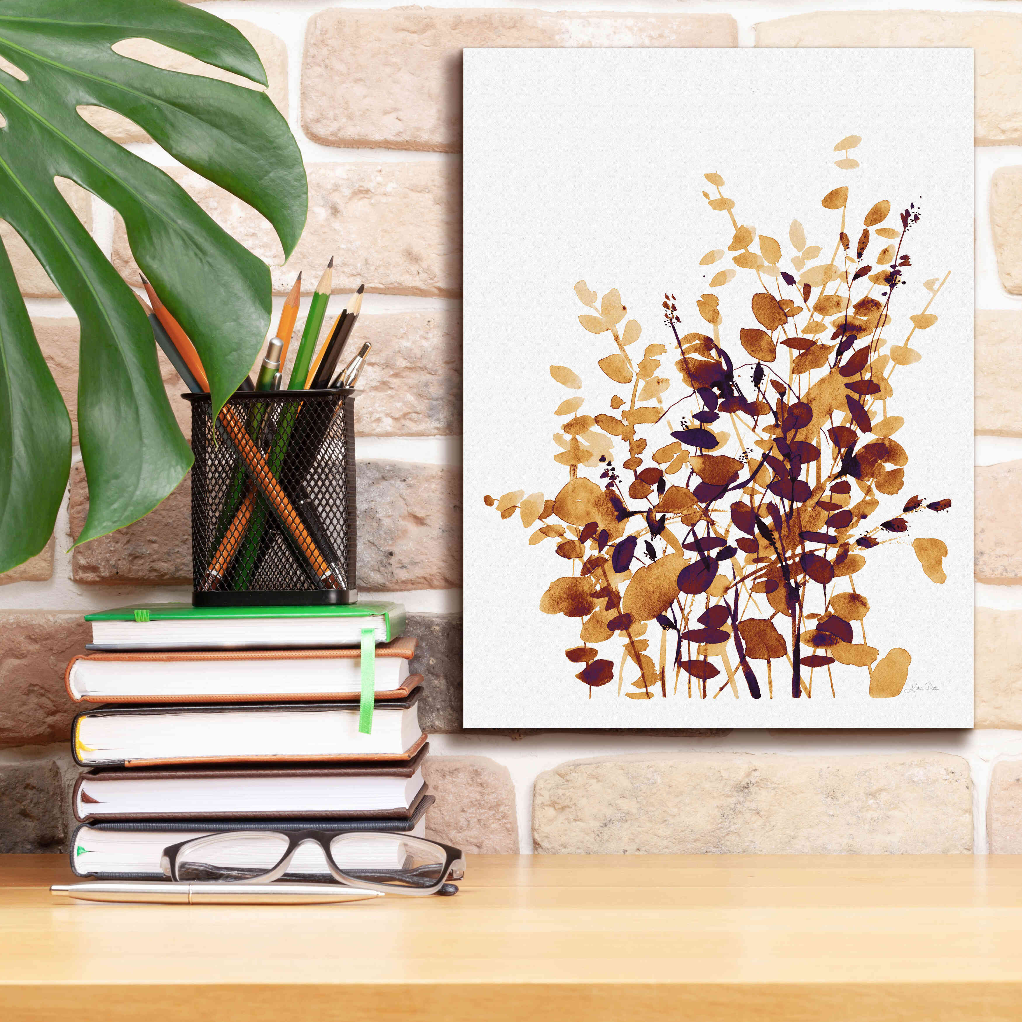 'Brown Botanicals' by Katrina Pete, Giclee Canvas Wall Art,12x16