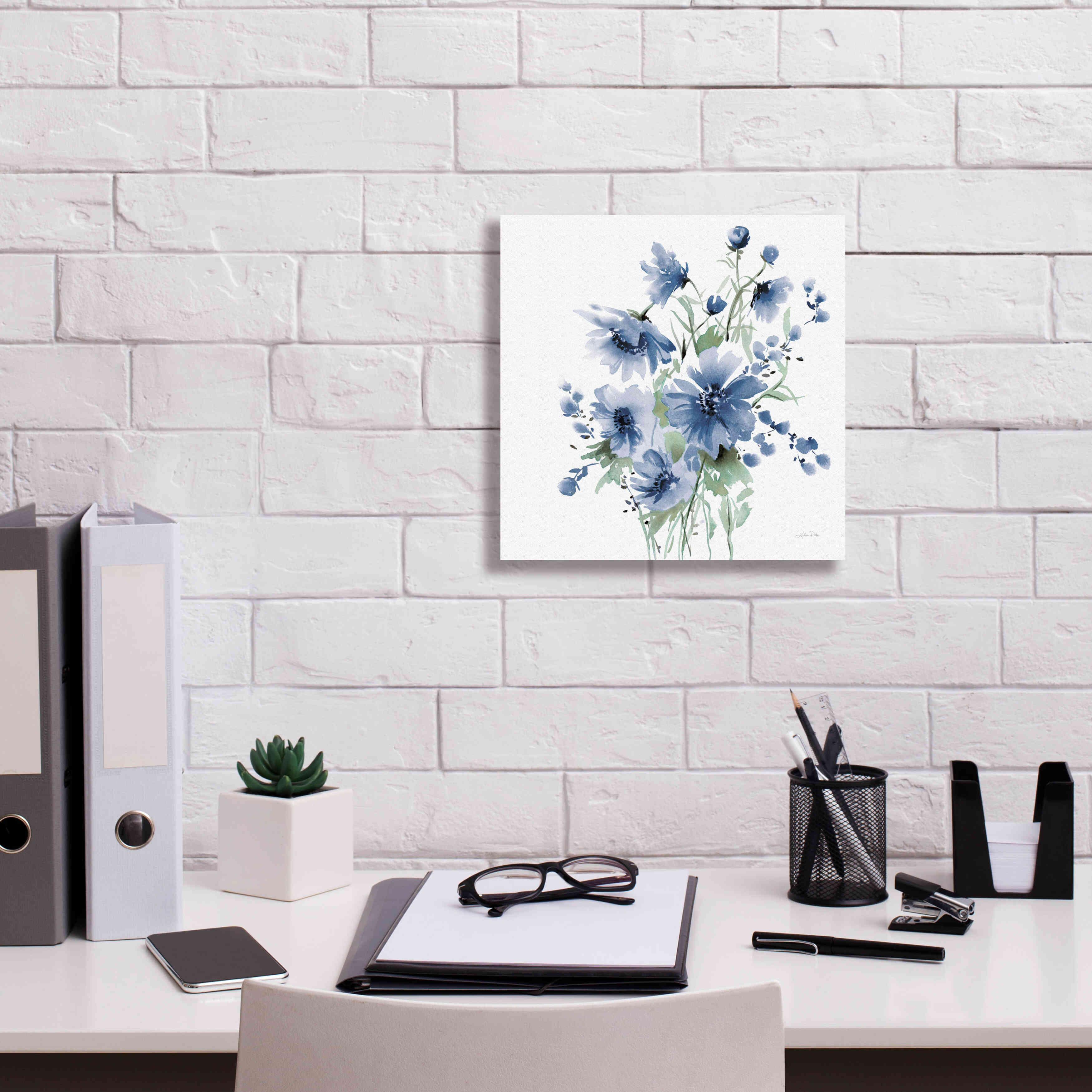 'Secret Garden Bouquet I Blue' by Katrina Pete, Giclee Canvas Wall Art,12x12