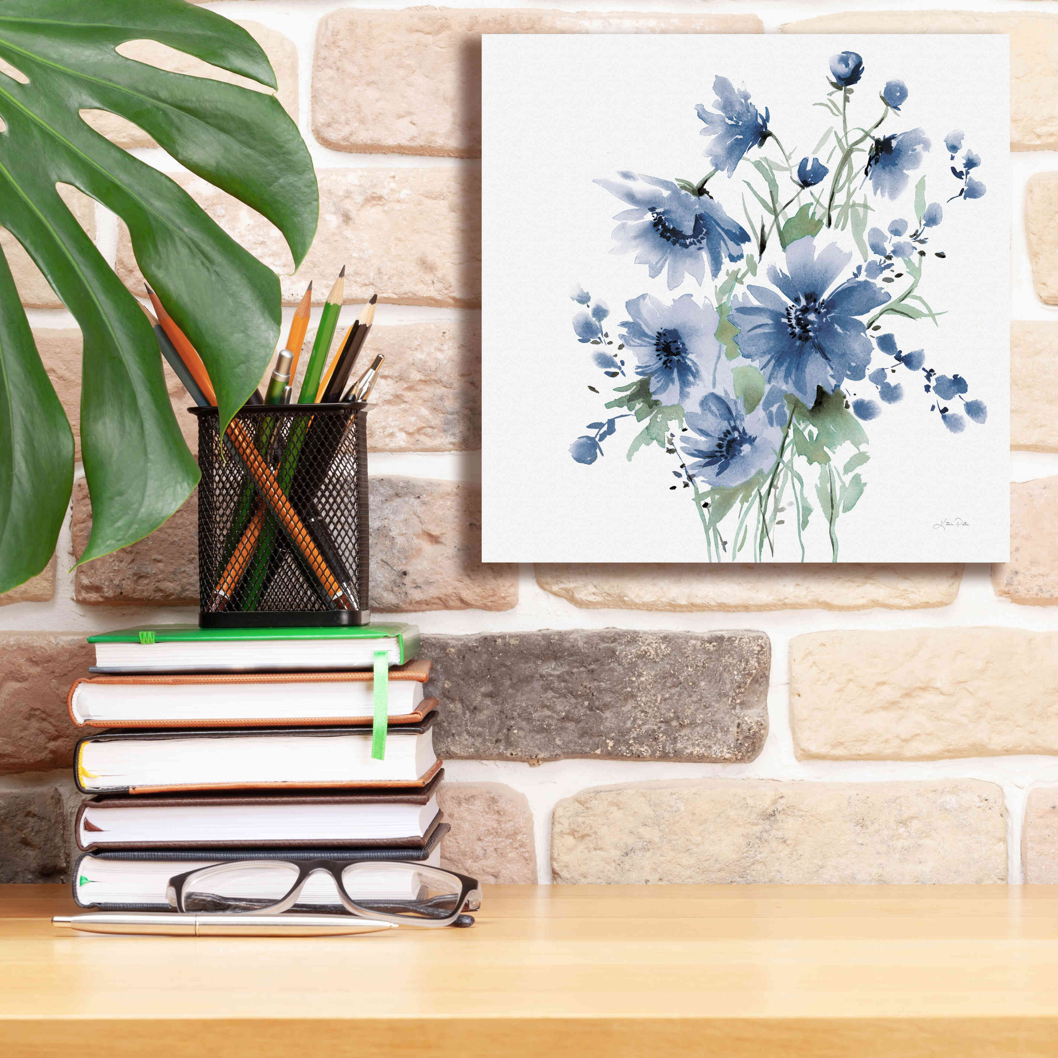 'Secret Garden Bouquet I Blue' by Katrina Pete, Giclee Canvas Wall Art,12x12