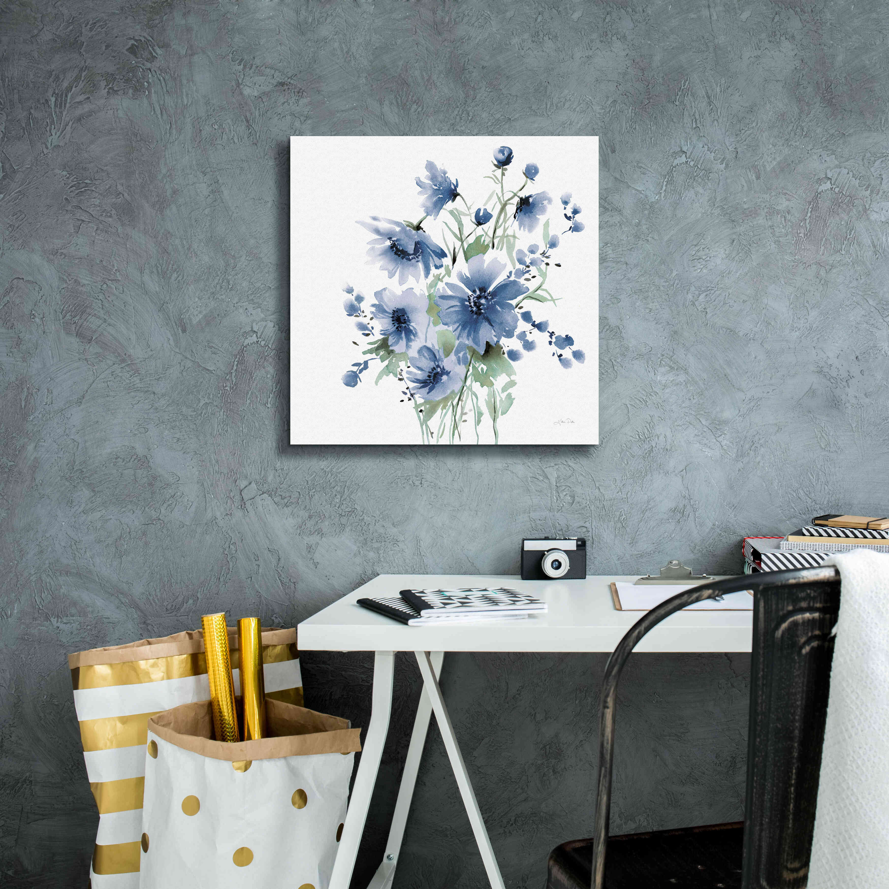 'Secret Garden Bouquet I Blue' by Katrina Pete, Giclee Canvas Wall Art,18x18