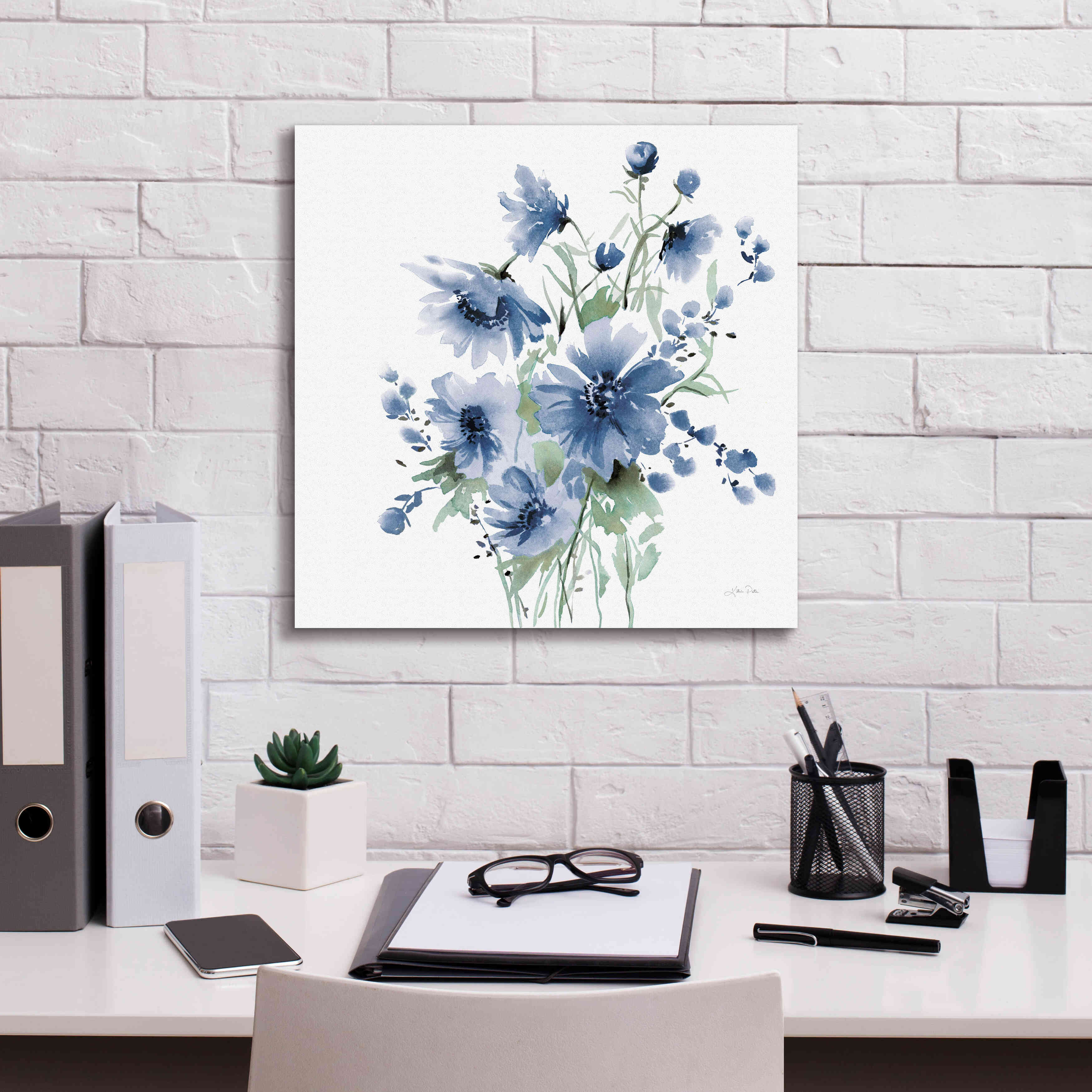'Secret Garden Bouquet I Blue' by Katrina Pete, Giclee Canvas Wall Art,18x18