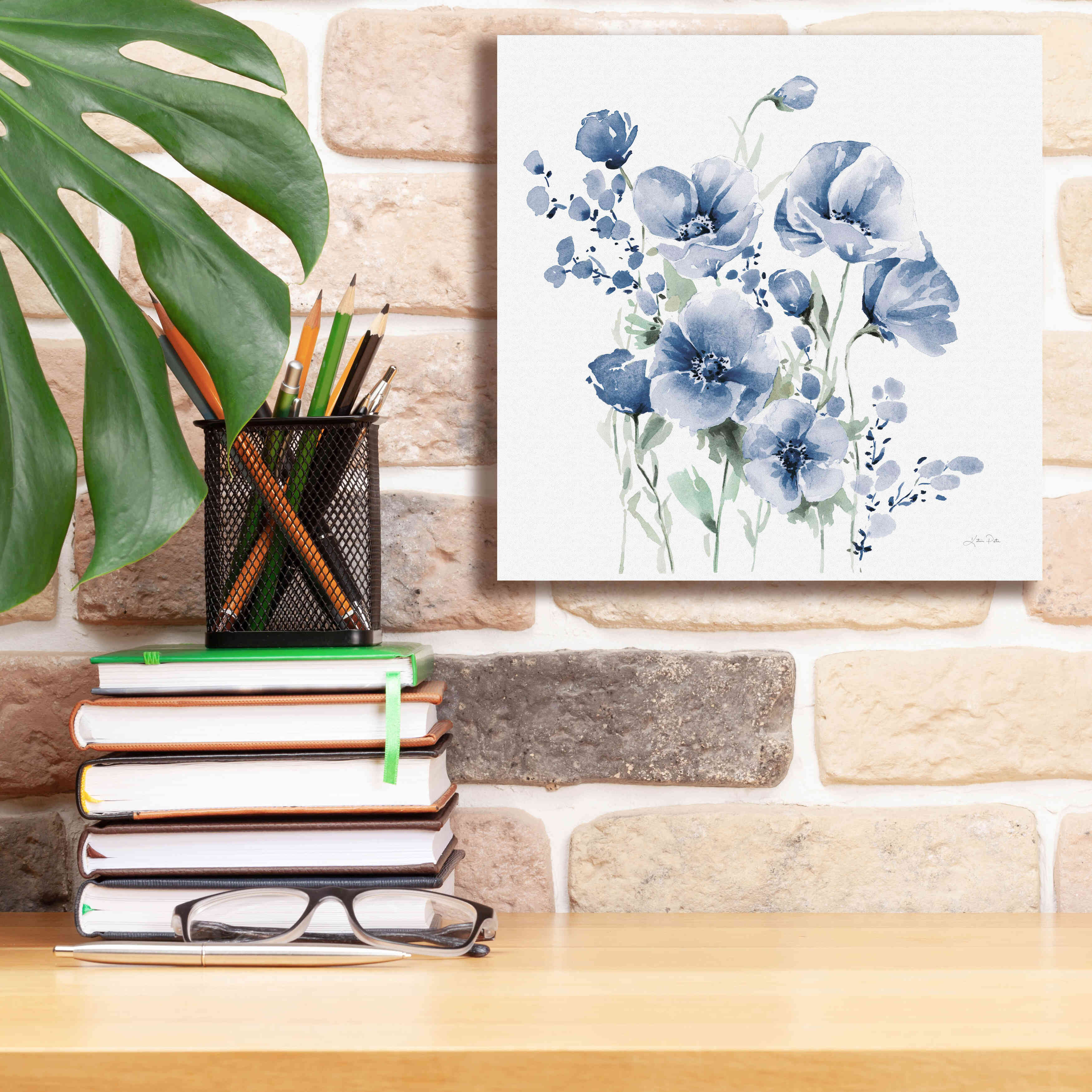 'Secret Garden Bouquet II Blue' by Katrina Pete, Giclee Canvas Wall Art,12x12