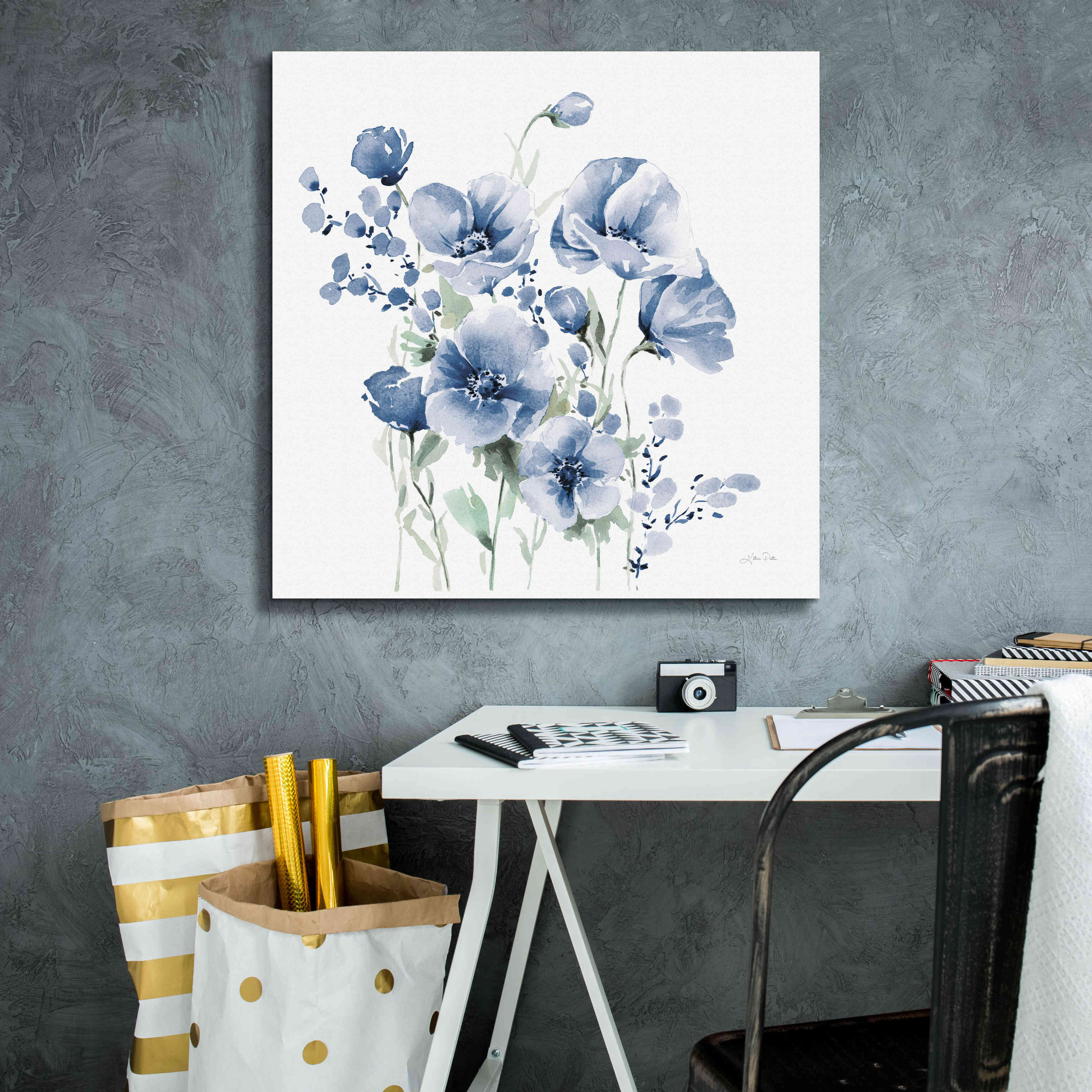 'Secret Garden Bouquet II Blue' by Katrina Pete, Giclee Canvas Wall Art,26x26