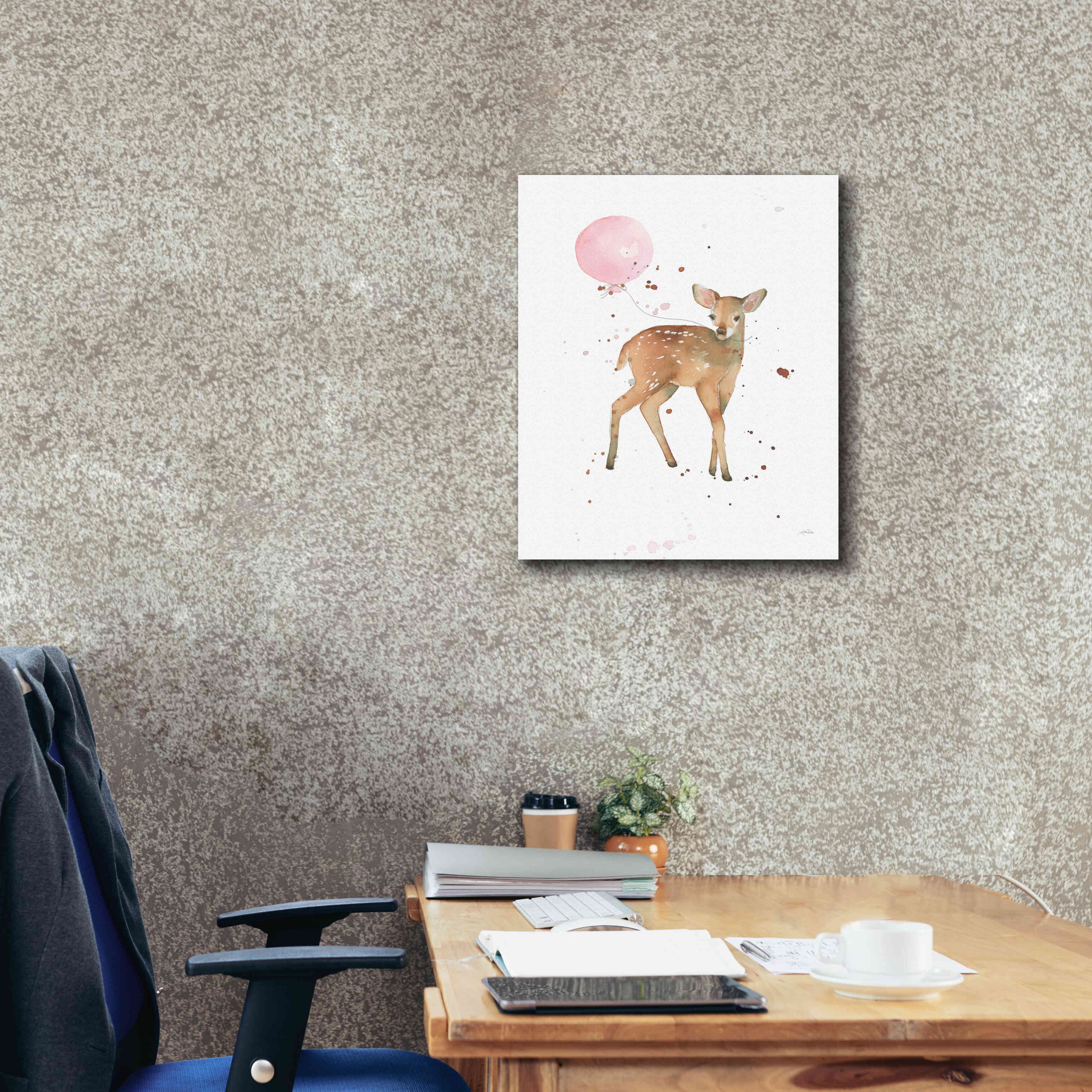 'Festive Fawn Pink Balloon' by Katrina Pete, Giclee Canvas Wall Art,20x24