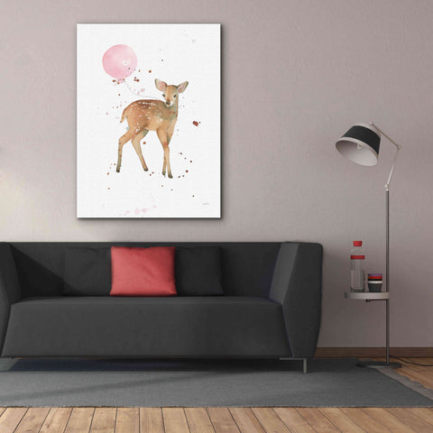 Image of 'Festive Fawn Pink Balloon' by Katrina Pete, Giclee Canvas Wall Art,40x54