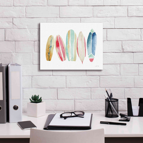 Image of 'Surfboards in a Row' by Katrina Pete, Giclee Canvas Wall Art,16x12