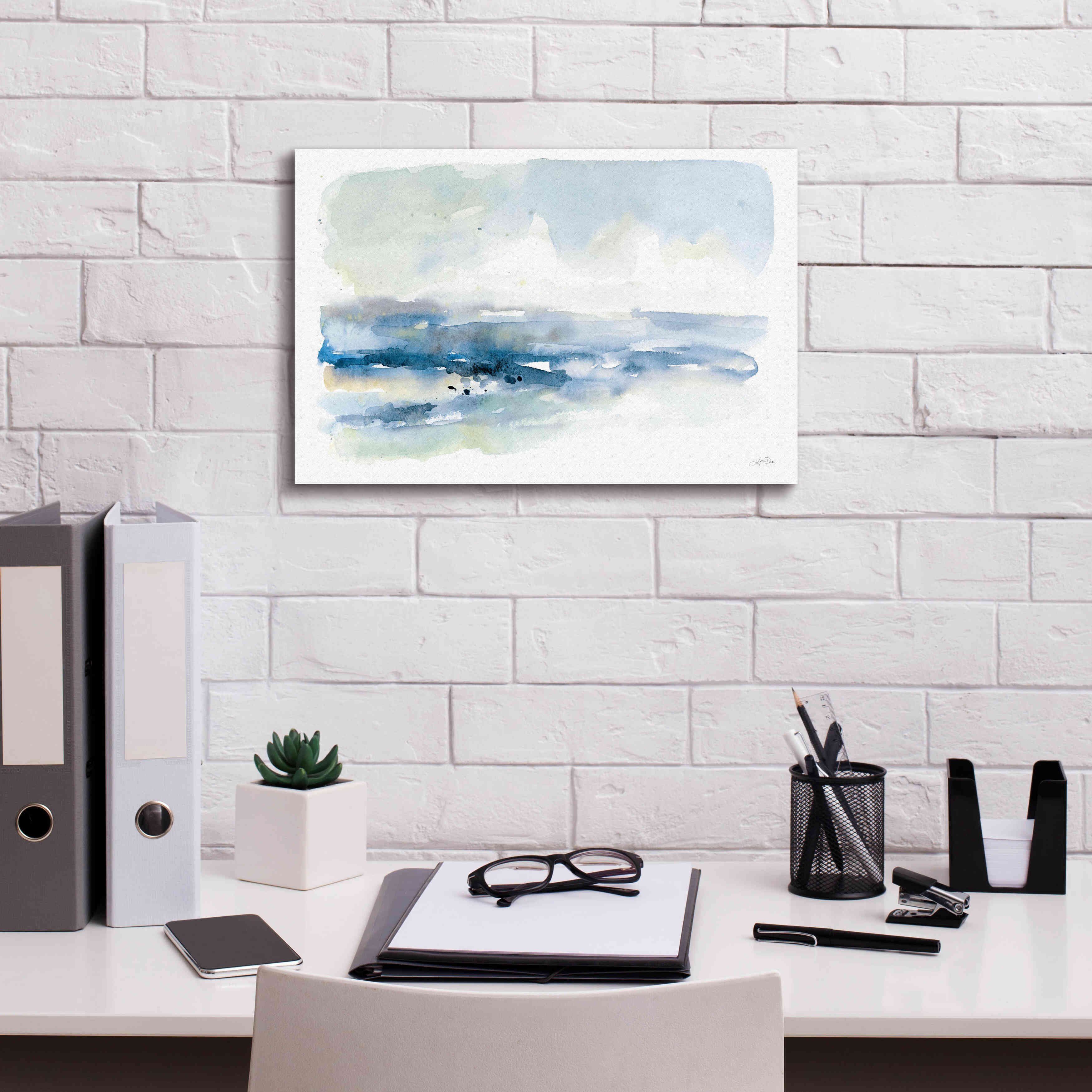 'Shoreline Blues I' by Katrina Pete, Giclee Canvas Wall Art,18x12