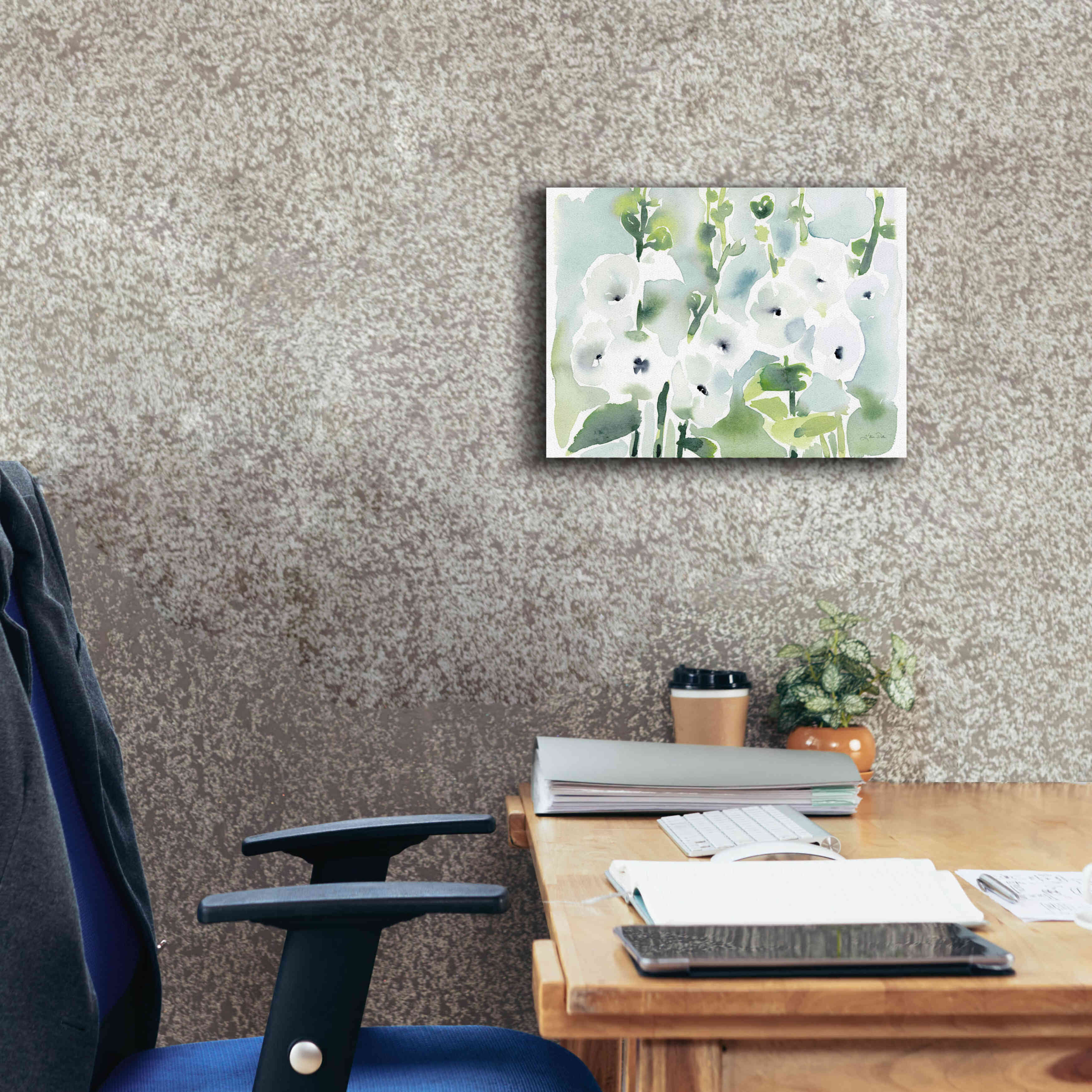 'White Hollyhocks' by Katrina Pete, Giclee Canvas Wall Art,16x12