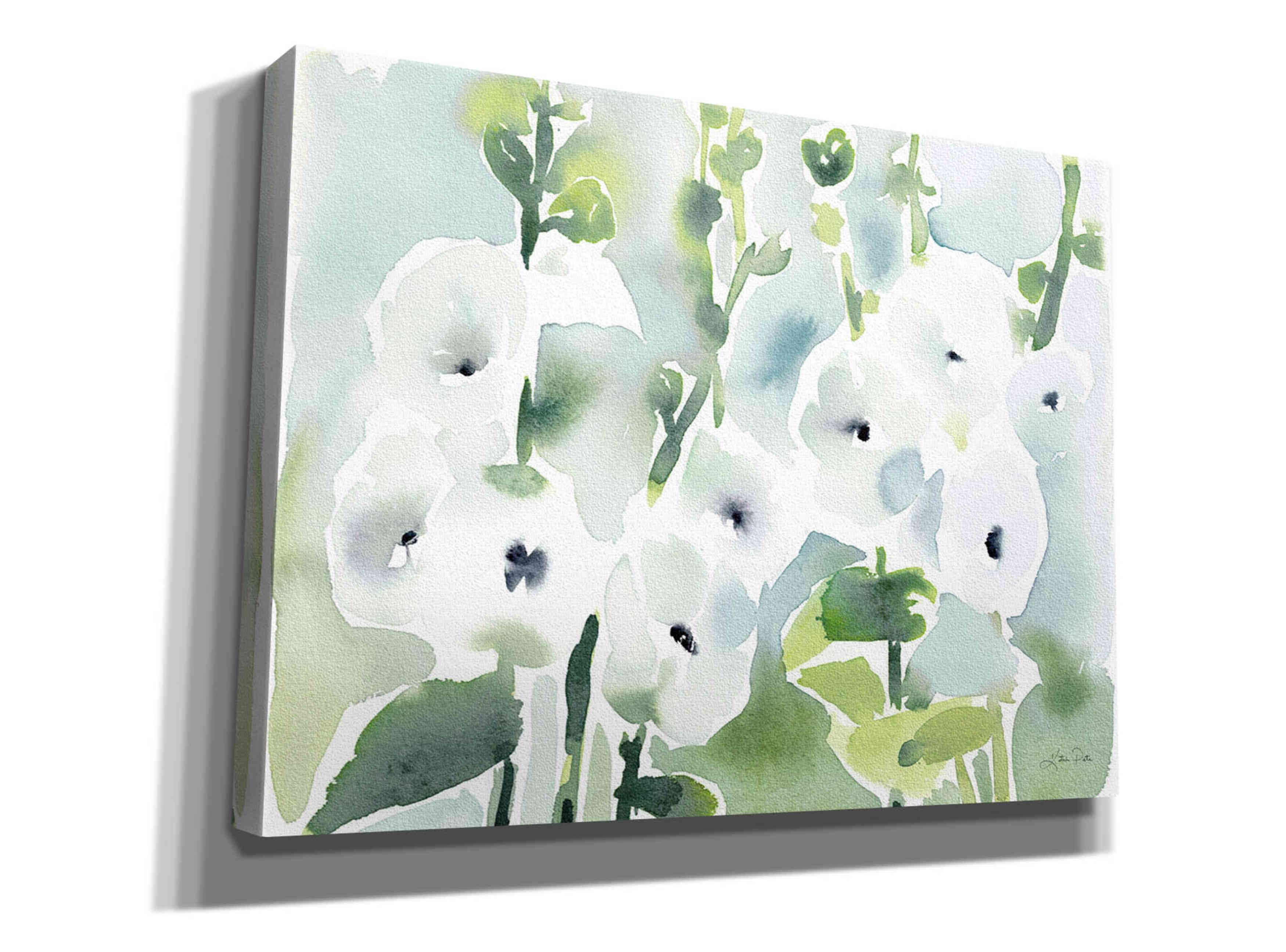 'White Hollyhocks' by Katrina Pete, Giclee Canvas Wall Art