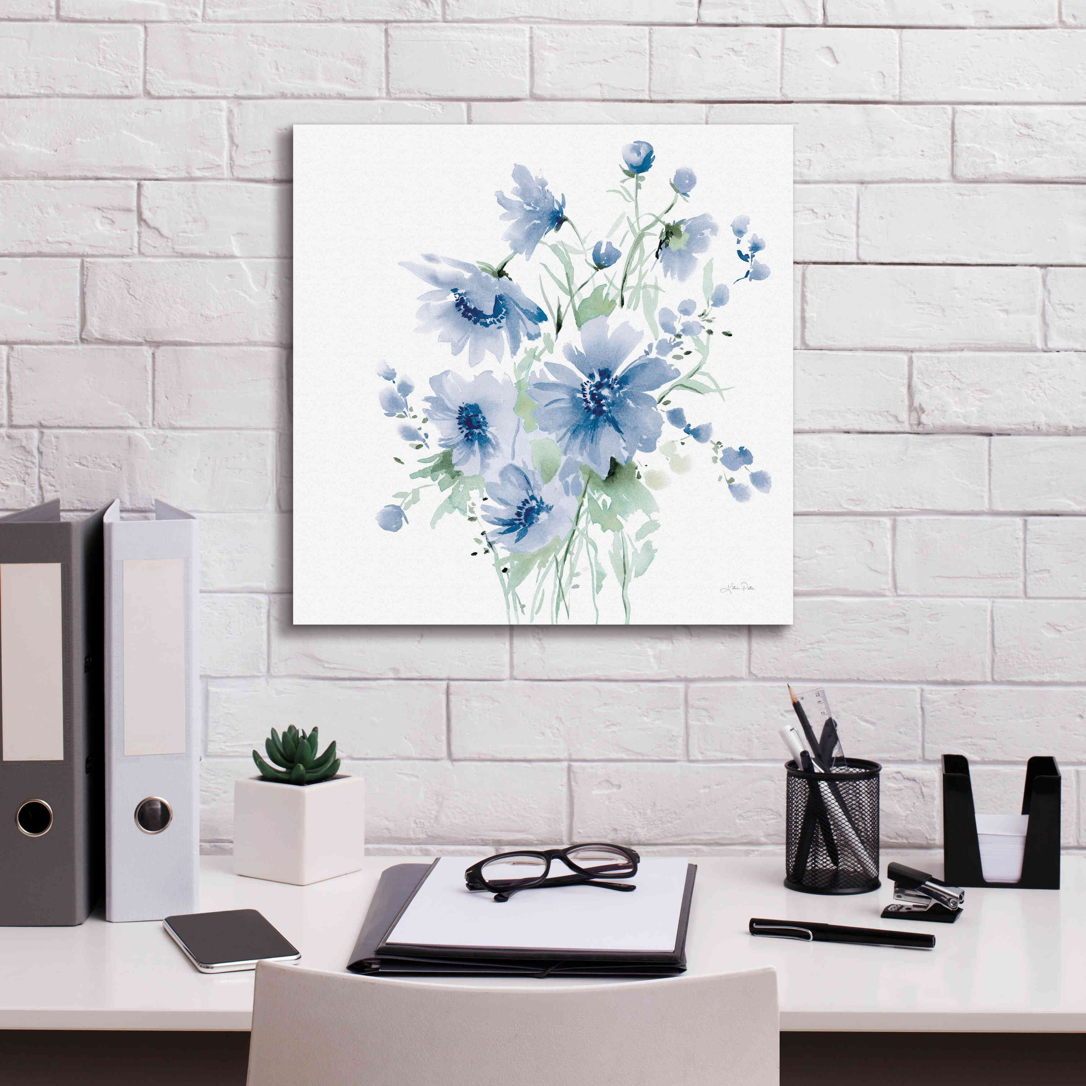 'Secret Garden Bouquet I Blue Light' by Katrina Pete, Giclee Canvas Wall Art,18x18