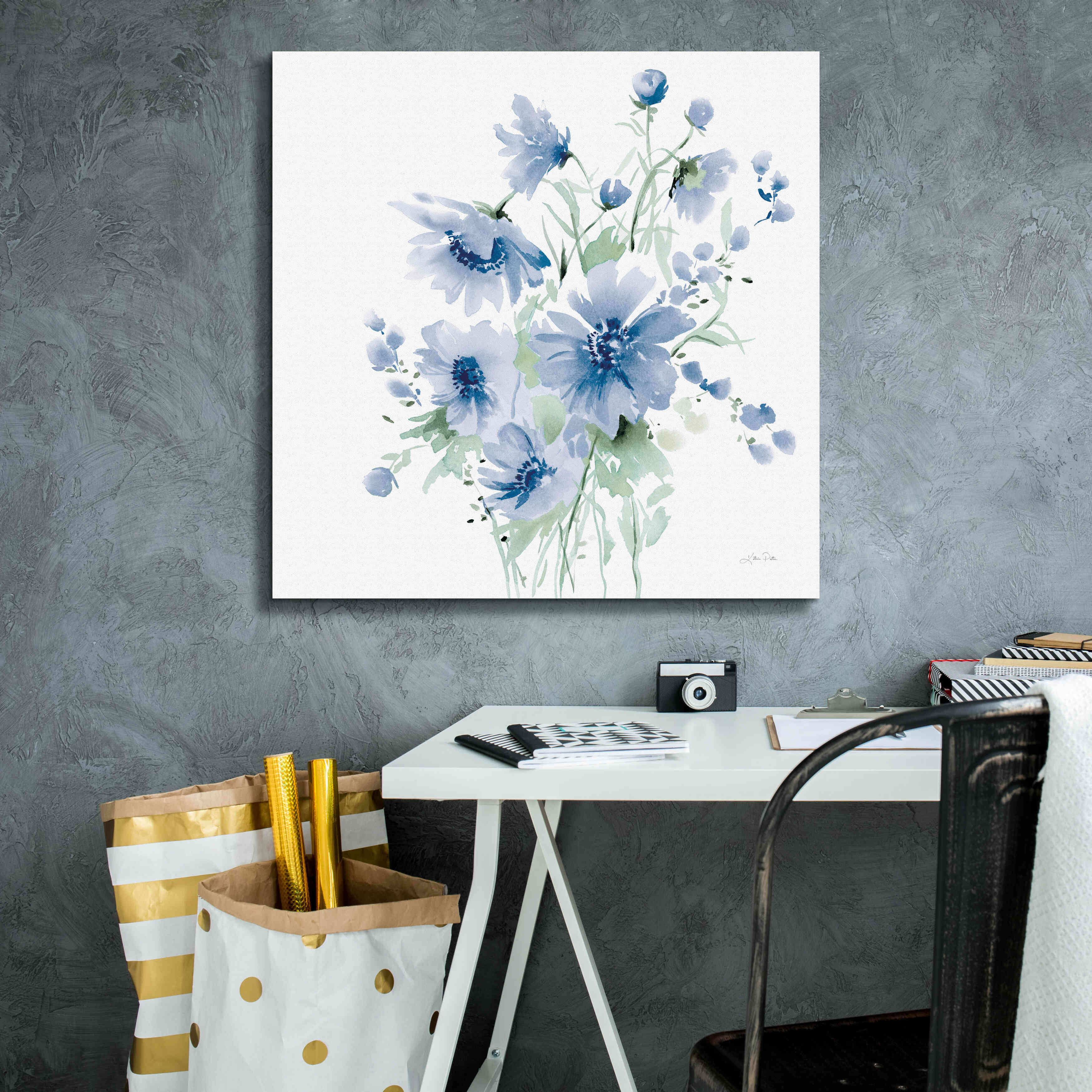 'Secret Garden Bouquet I Blue Light' by Katrina Pete, Giclee Canvas Wall Art,26x26